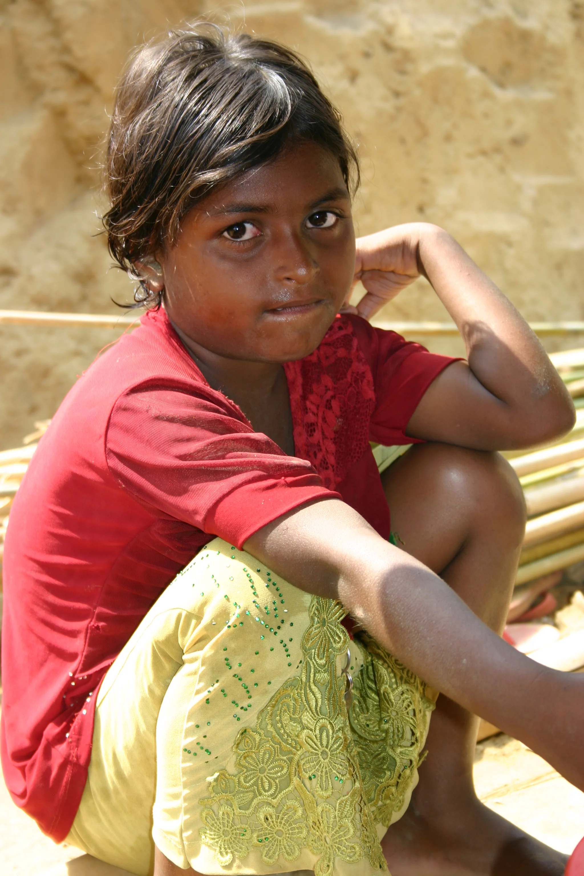 Rohingya girl who recently arrived in one of the refugee camps in Bangladesh.
