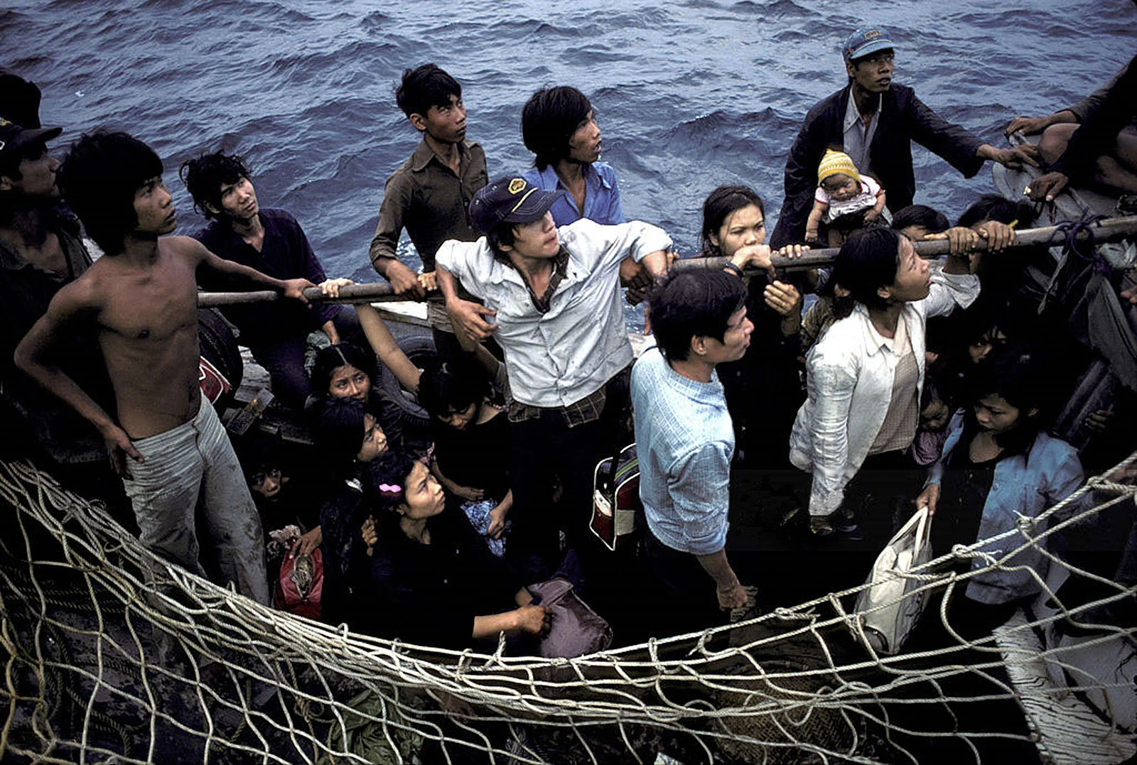 Vietnamese refugees in South China Sea are rescued by Medecins du Monde (Doctors of The World) on board the Goelo boat (Photo by Michel Setboum/Getty Images)