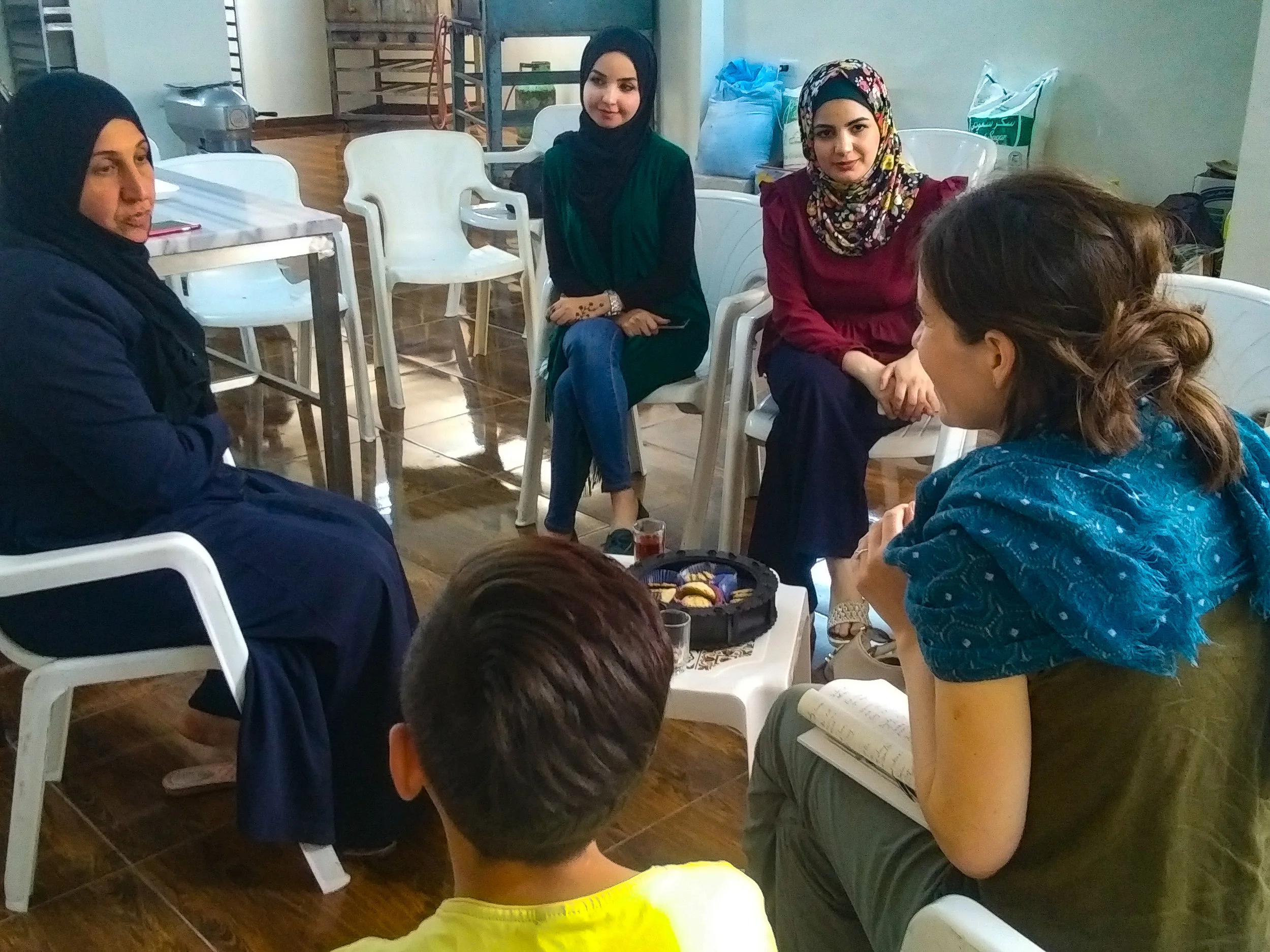 Interviewing Syrian and Jordanian women at their business in Irbid, Jordan.