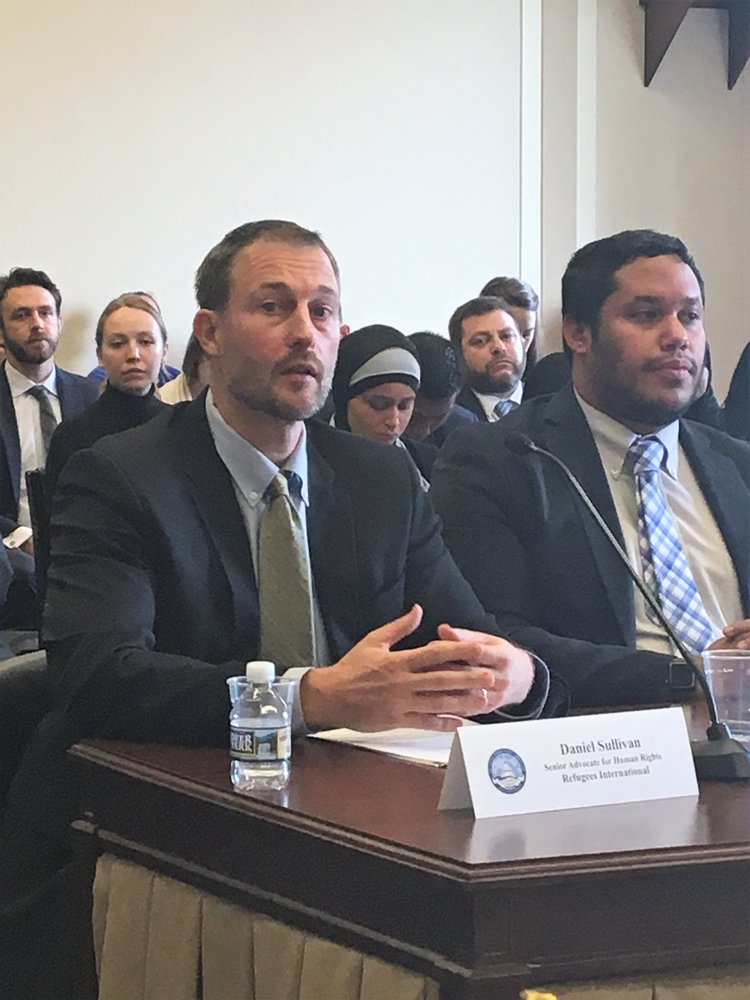 Daniel Sullivan (left) testifies before a Tom Lantos Human Rights Commission Hearing on Victims’ Rights in Burma.