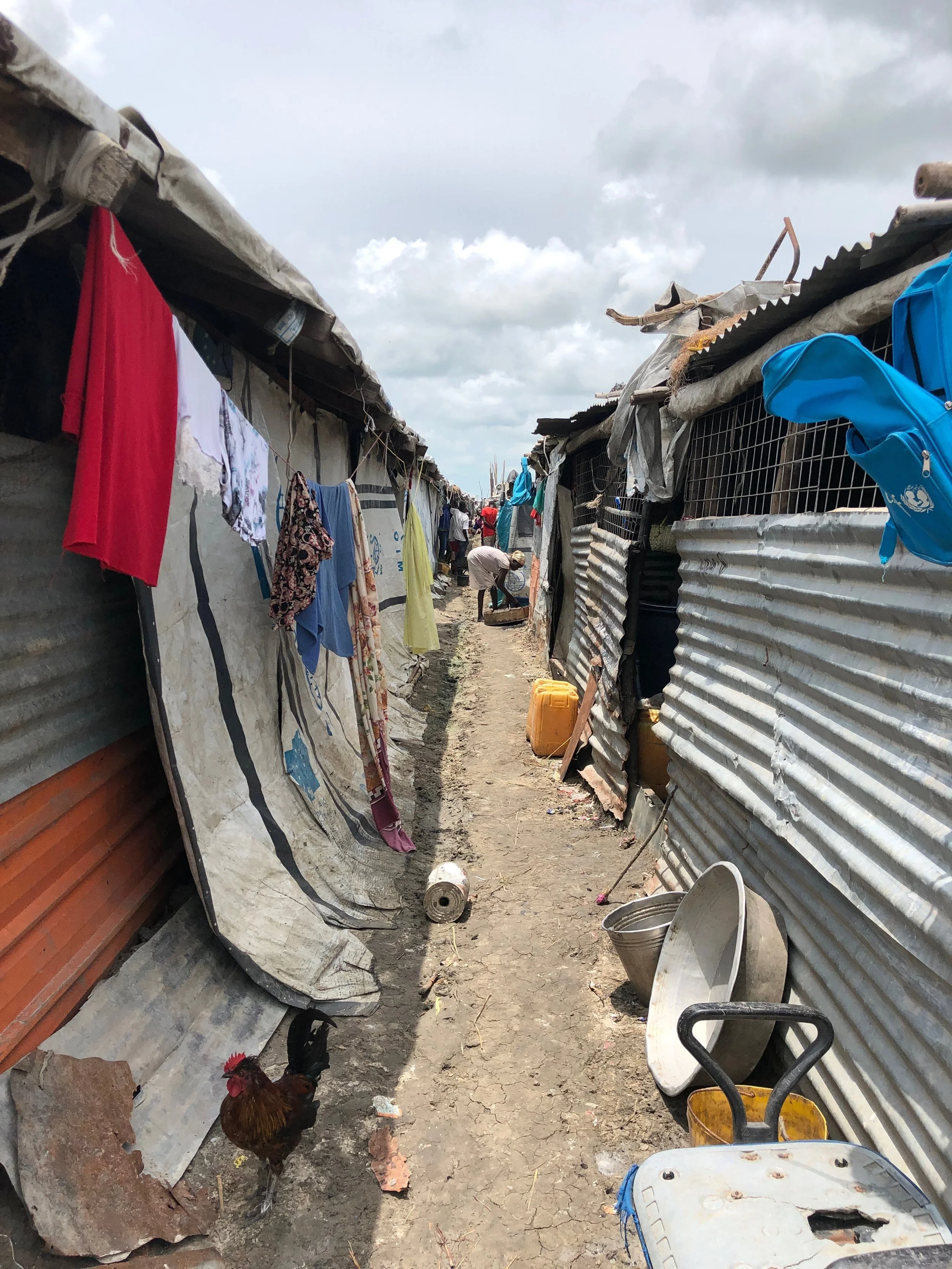 After visiting Juba, the Refugees International team traveled to Malakal. Inside the POC, people are living in overcrowded, cramped shelters.