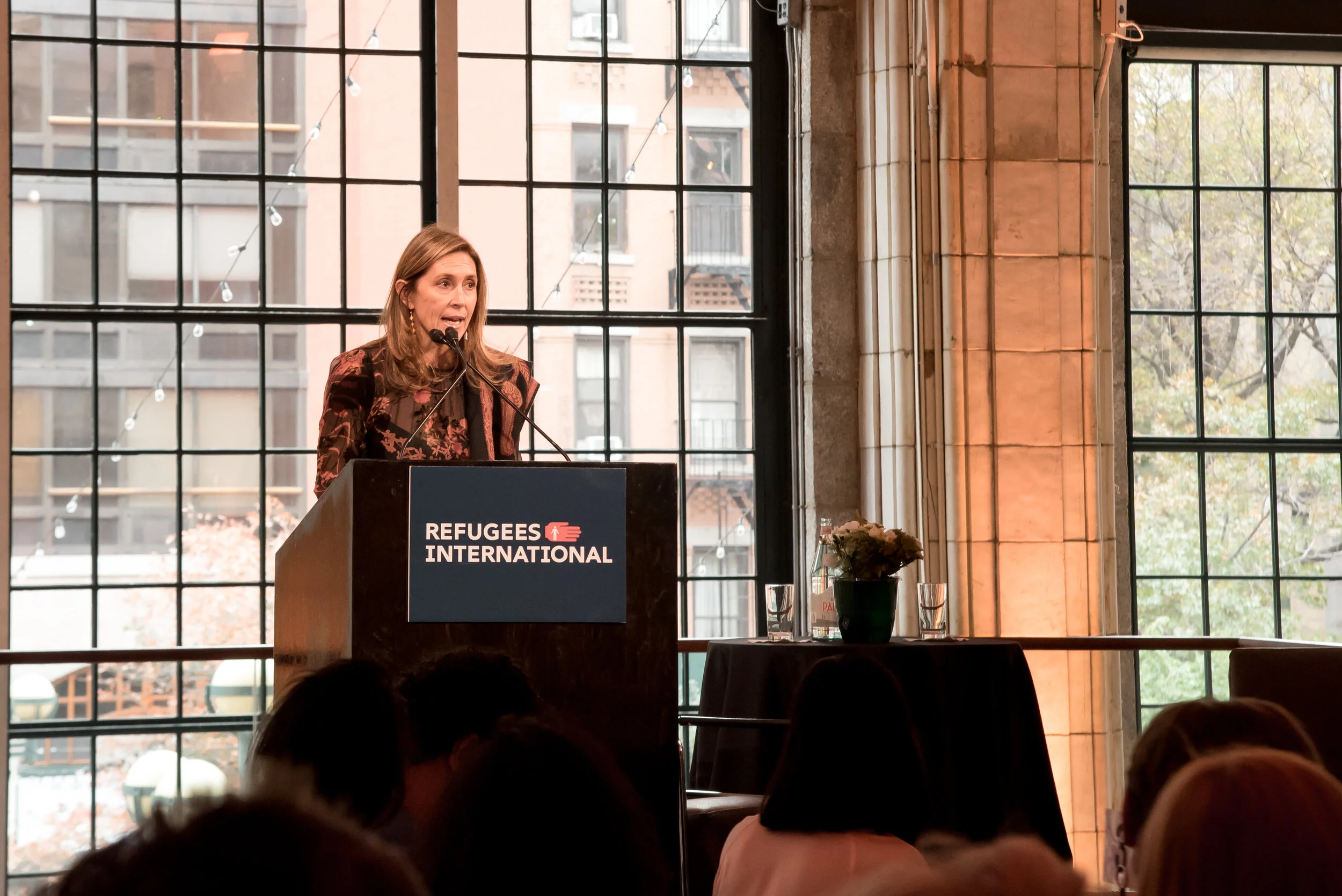  Natacha Weiss, Co-Chair, Board of Directors, Refugees International, gives closing remarks at Refugees International's 17th Annual New York Circle Act for Refugees at Guastavino's in NYC, NY on Thursday, November 14th 2019. 