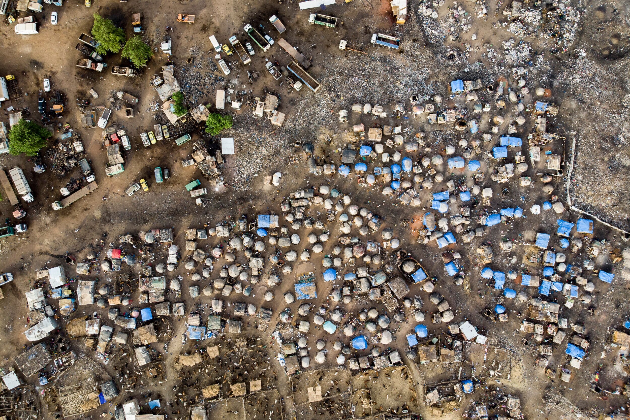 An aerial shows an IDP camp in Faladie, right outside of Bamako. Photo Credit: MICHELE CATTANI/AFP via Getty Images
