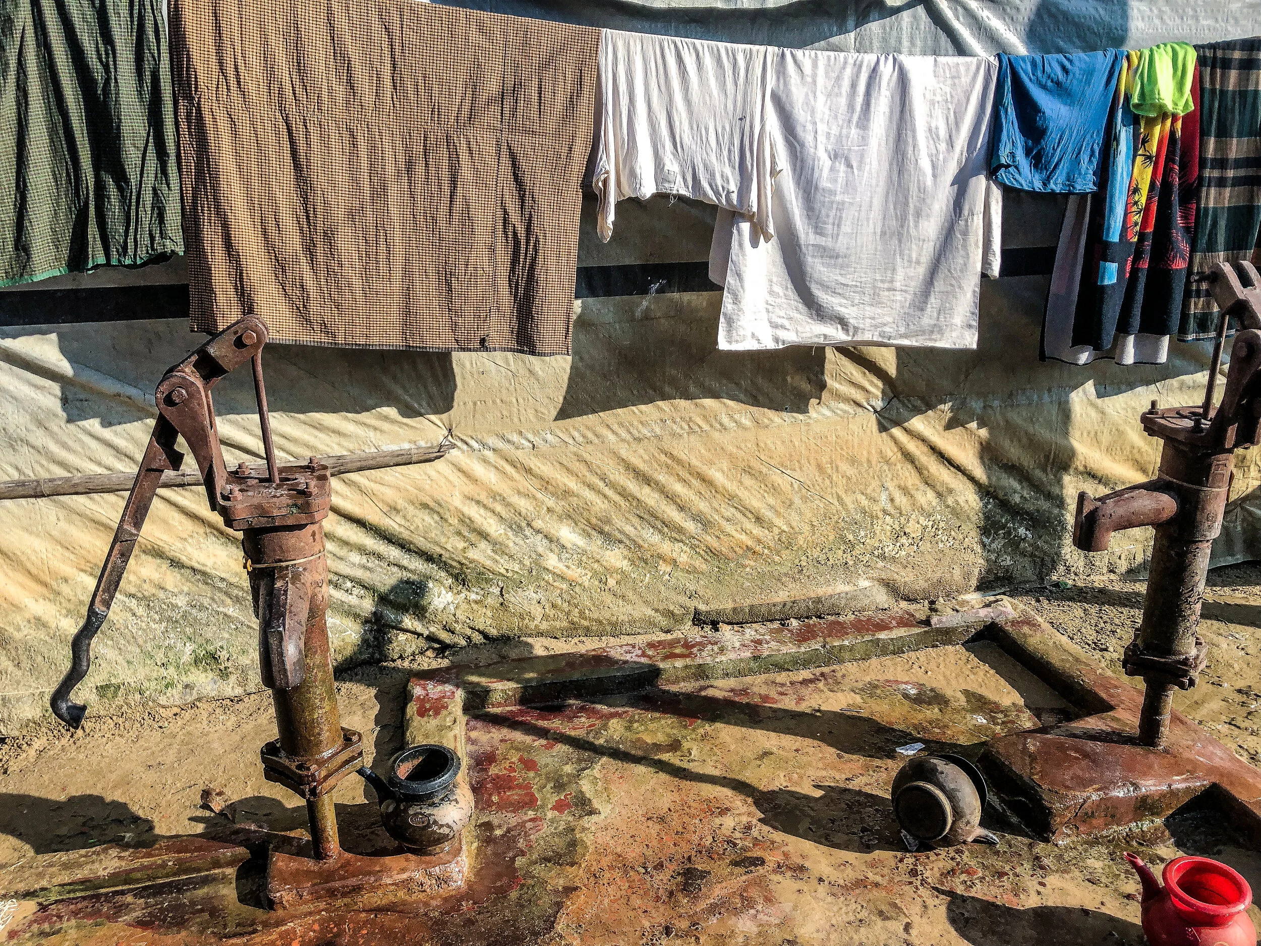 Water pumps in the Rohingya refugee mega-camp in Bangladesh. Photo Credit: Refugees International.