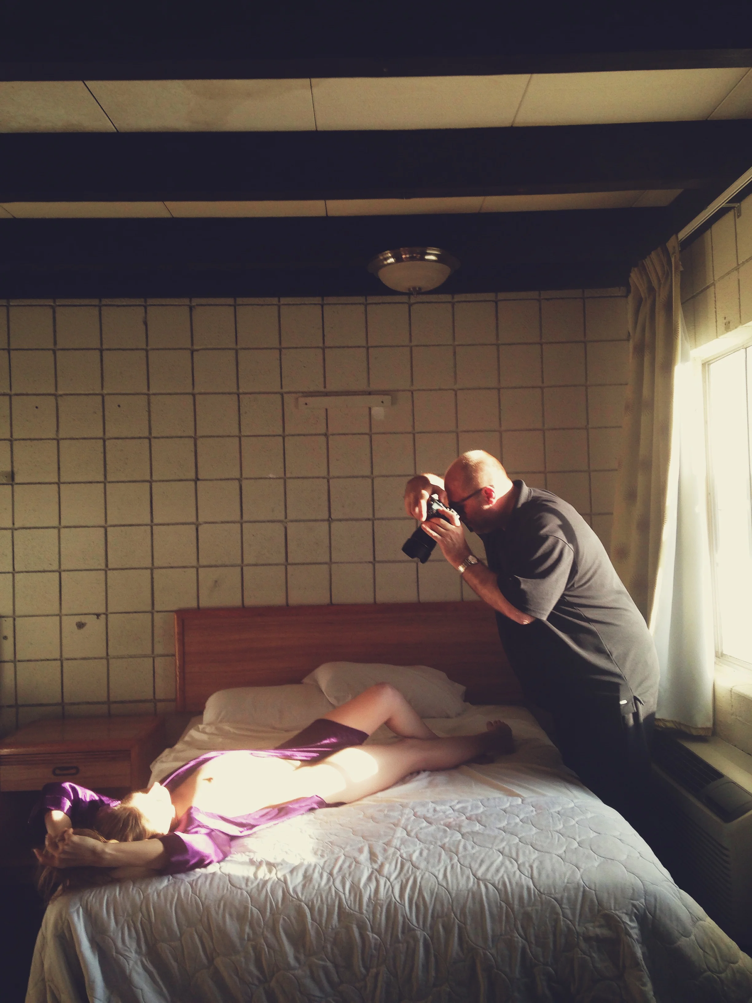 Todd shooting with Brooke at the Western Sands Motel. 