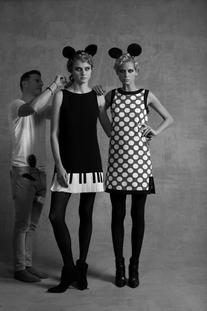 Juan Carlos fixing the hair and Kat Niko and Barbora. 