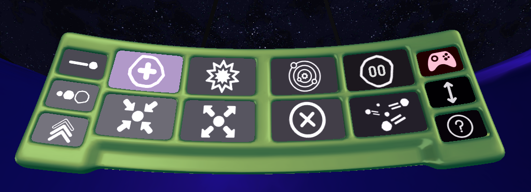 The gravitas control panel - "look to select" 