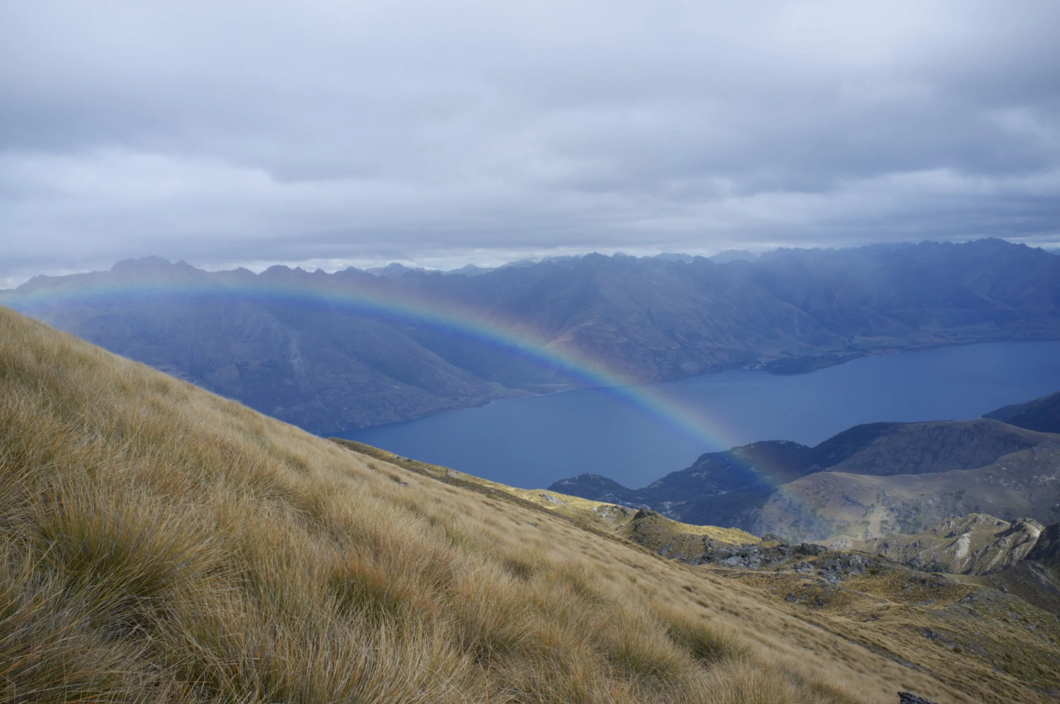 Both ends of the rainbow above lake Wakatipu.