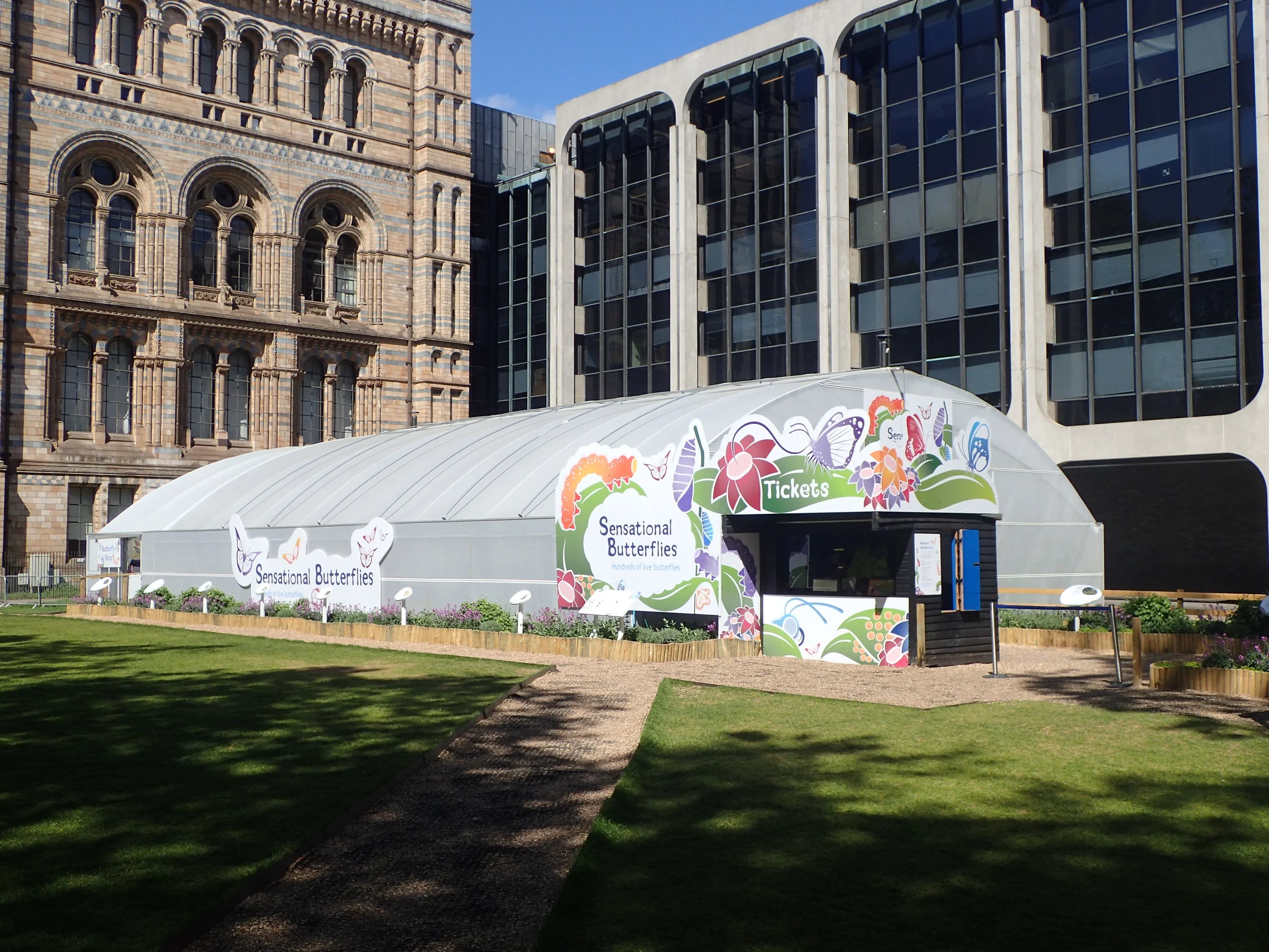 Butterfly house on the lawn of the National History Museum in London
