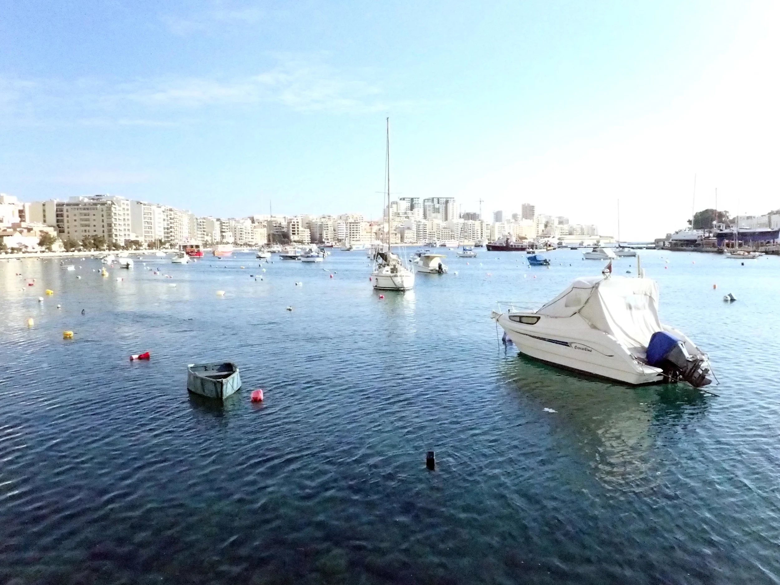 Sliema over the clear harbor waters