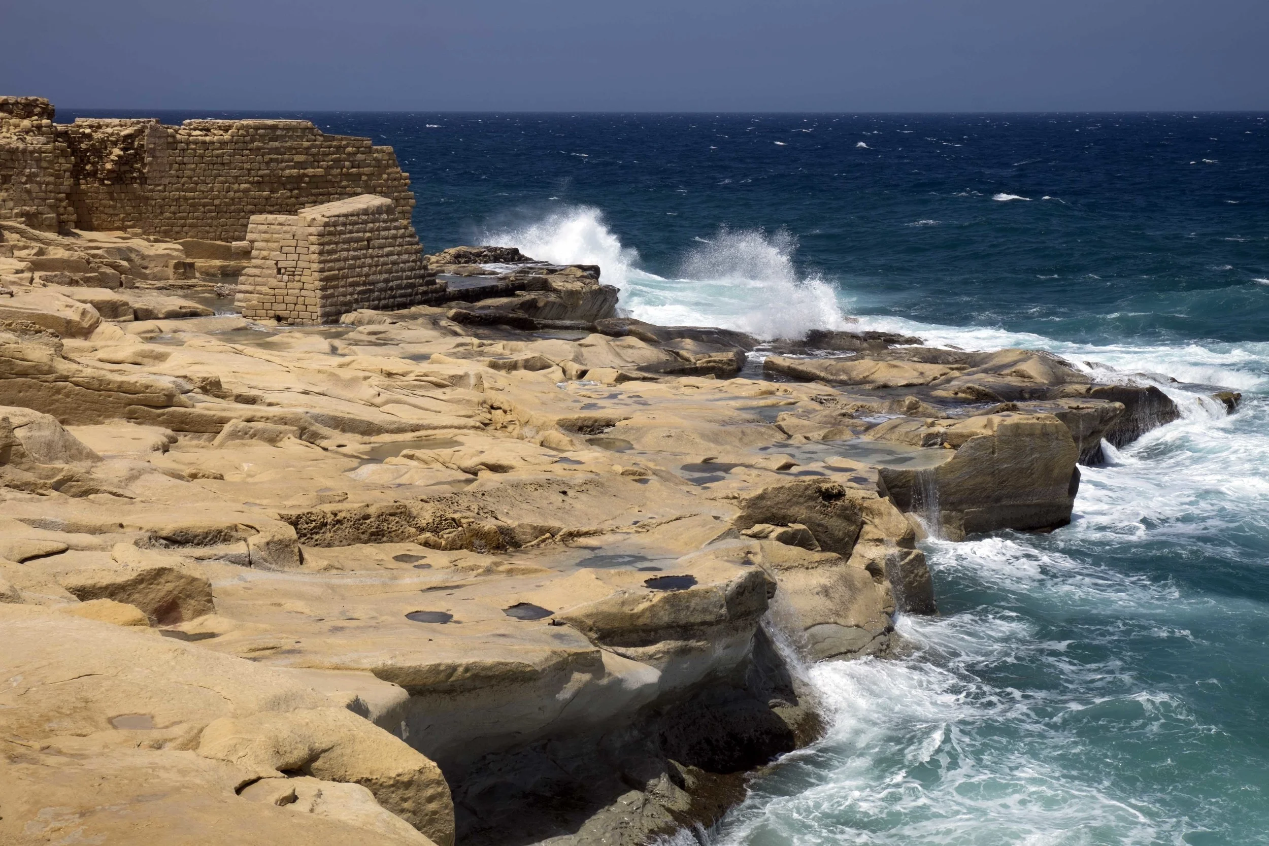 View North from one of the pillboxes at the Eastern coast, North of Fort Rinella.