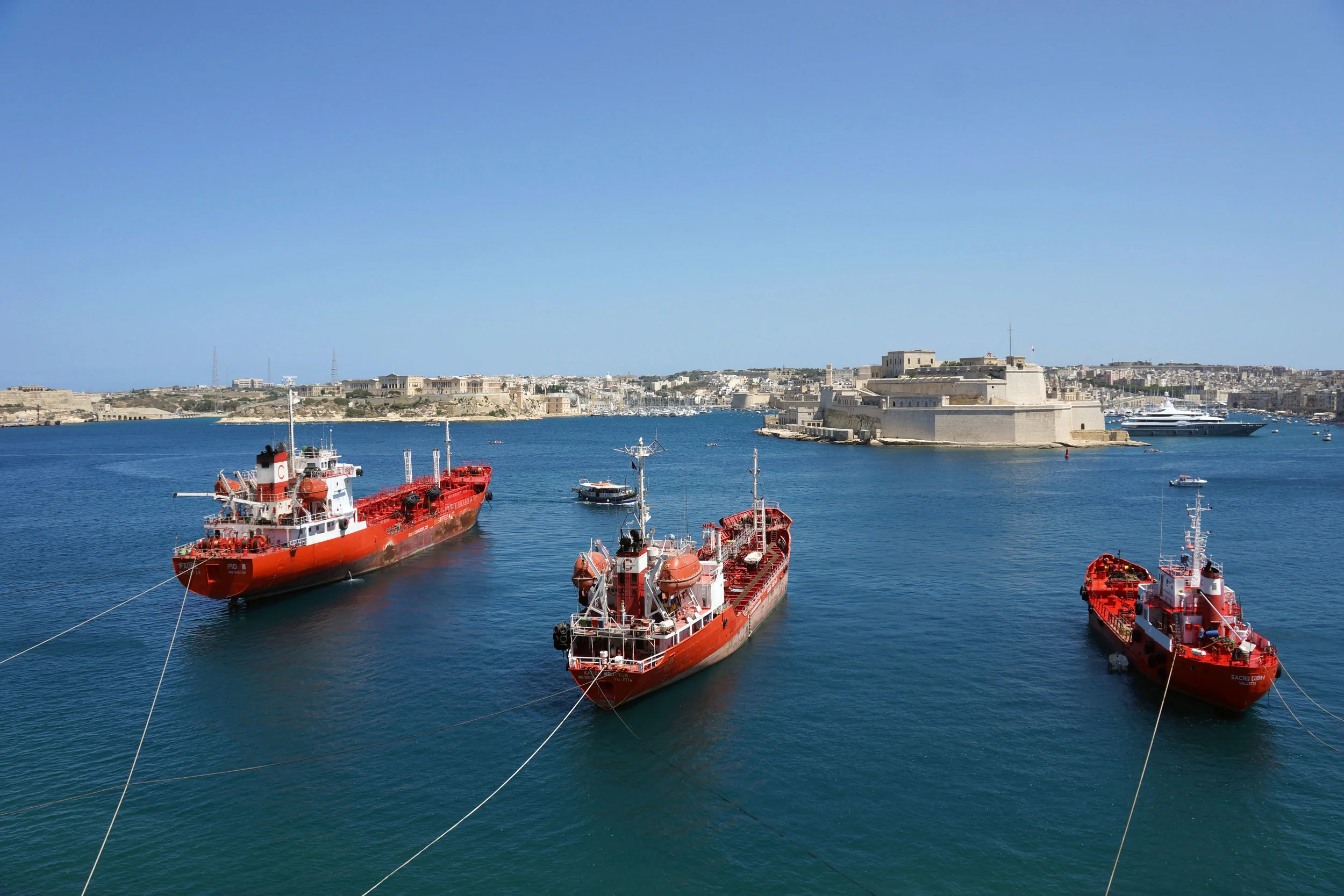 View on Fort Saint Angelo, Kalkara and Rinella Bay