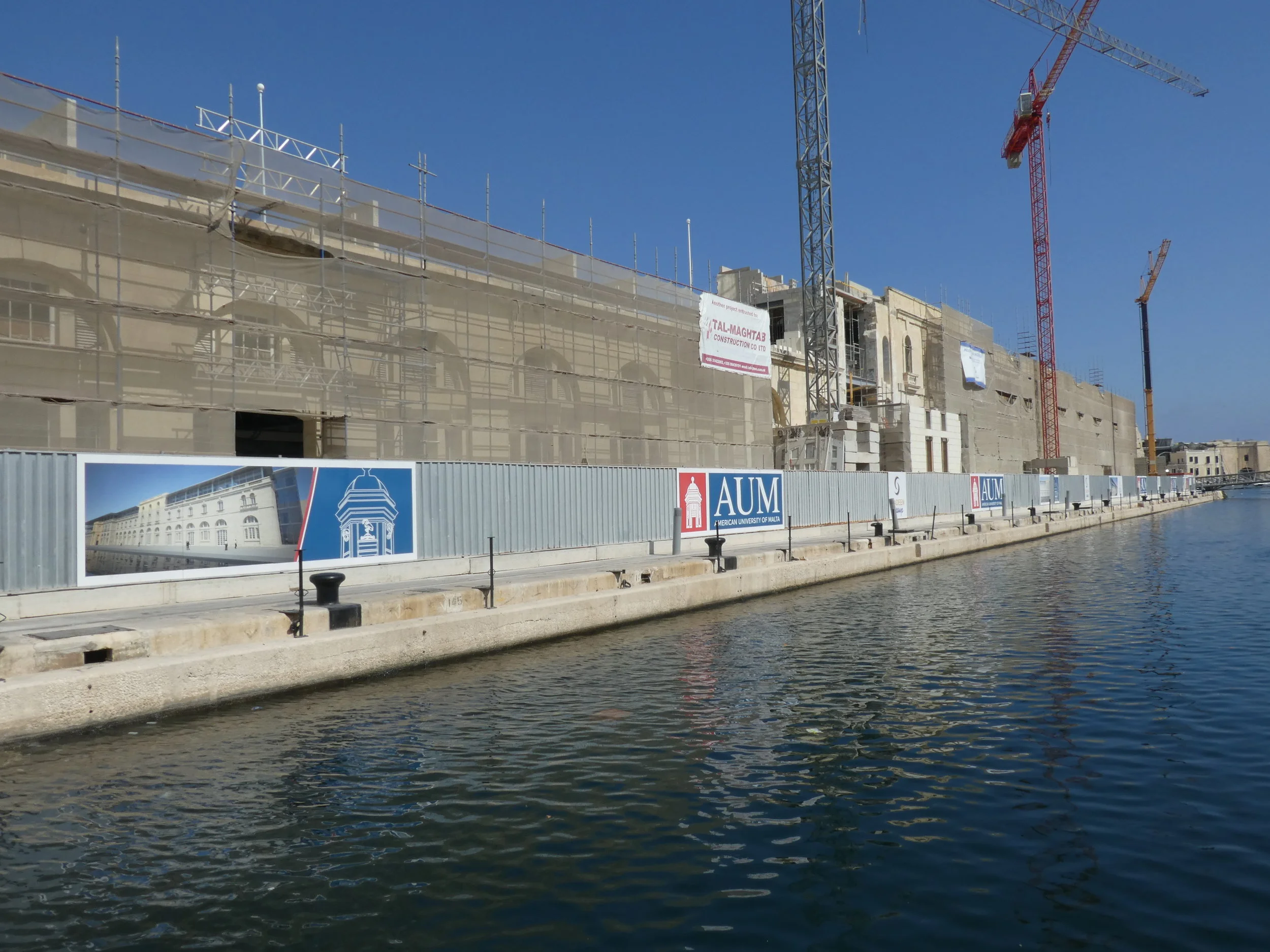 The construction site of Cospicua's Dock number one, which will become one of the campuses of the American University of Malta.