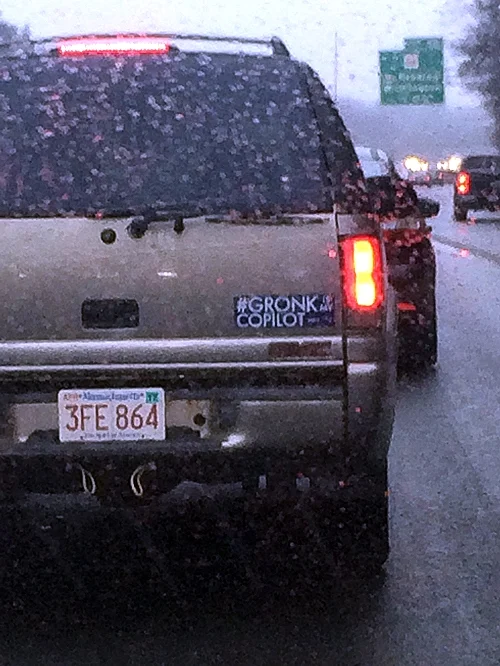 Only in Massachusetts would someone do this to their vehicle. #GronkIsMyCopilot