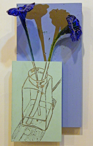 Two Cobalt Flowers, With Shadows