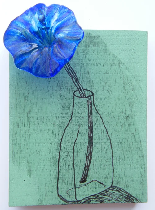 Cobalt Flower, Green Vase