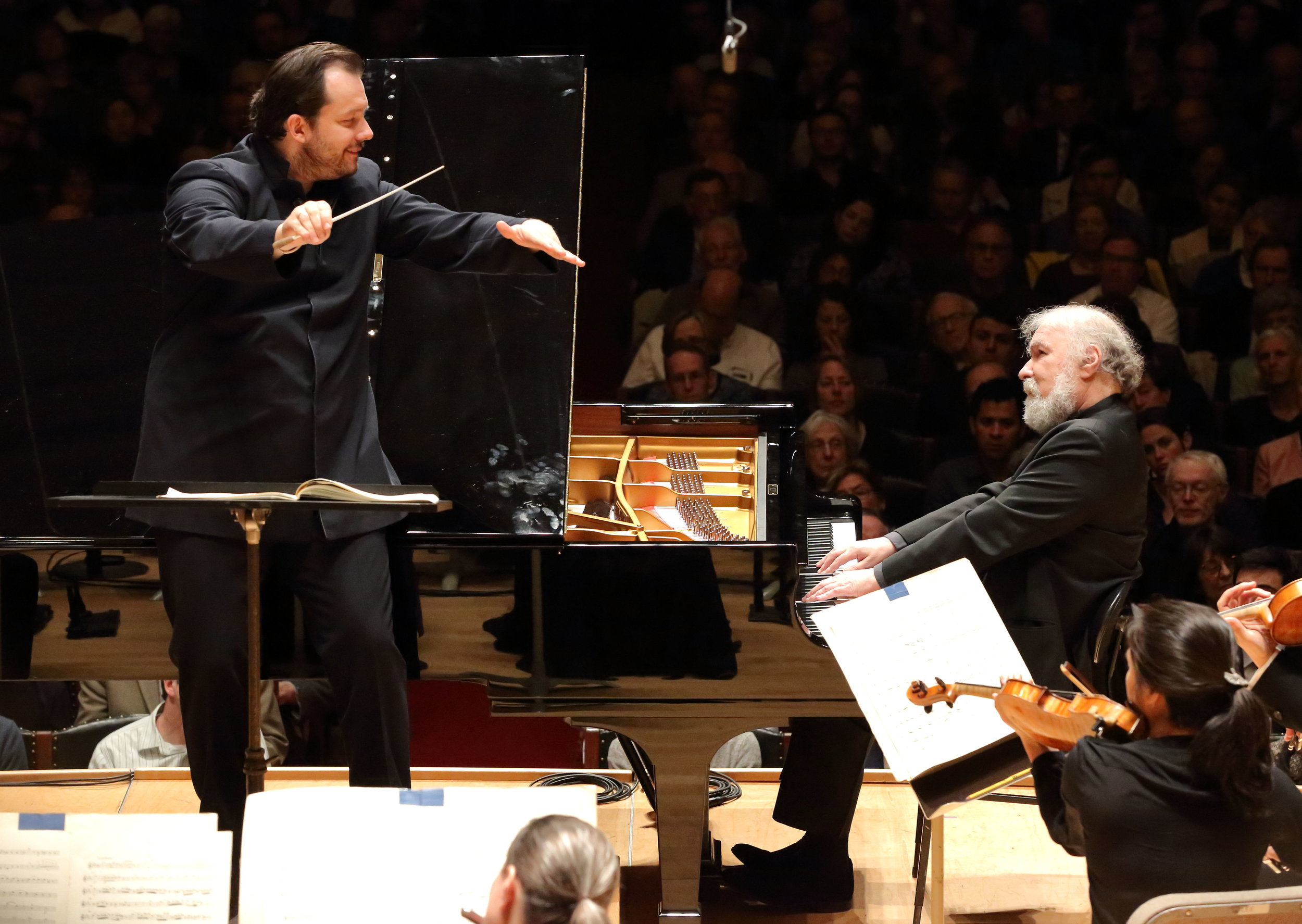 Andris Nelsons conducts the Boston Symphony Orchestra with pianist Radu Lupu, 20 April 2017. Hilary Scott photograph