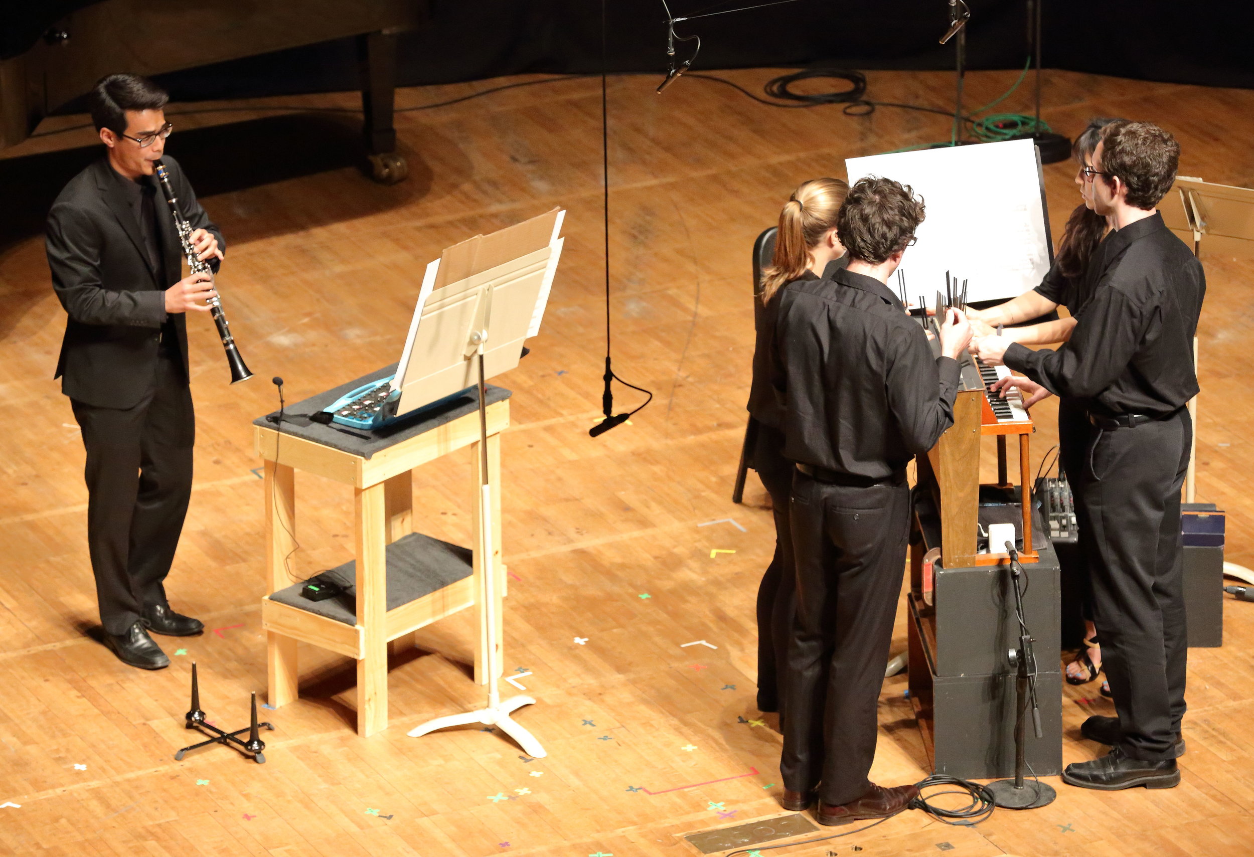 TMC fellows perform Phyllis Chen's "Chimers." Hilary Scott photograph.