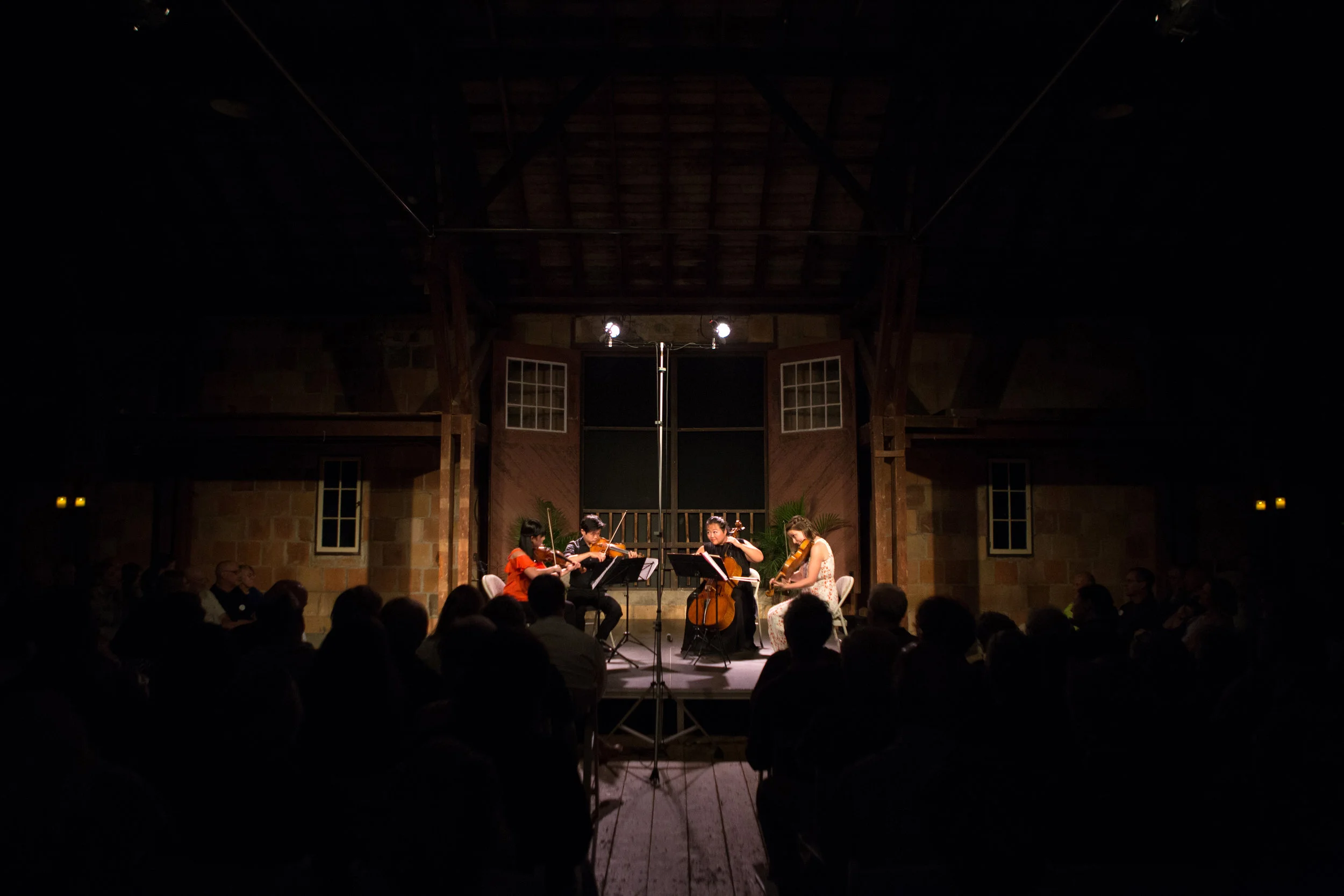 Manchester Summer Chamber Music celebrates its 10th season. Here, a quartet in the Barn at Castle Hill.