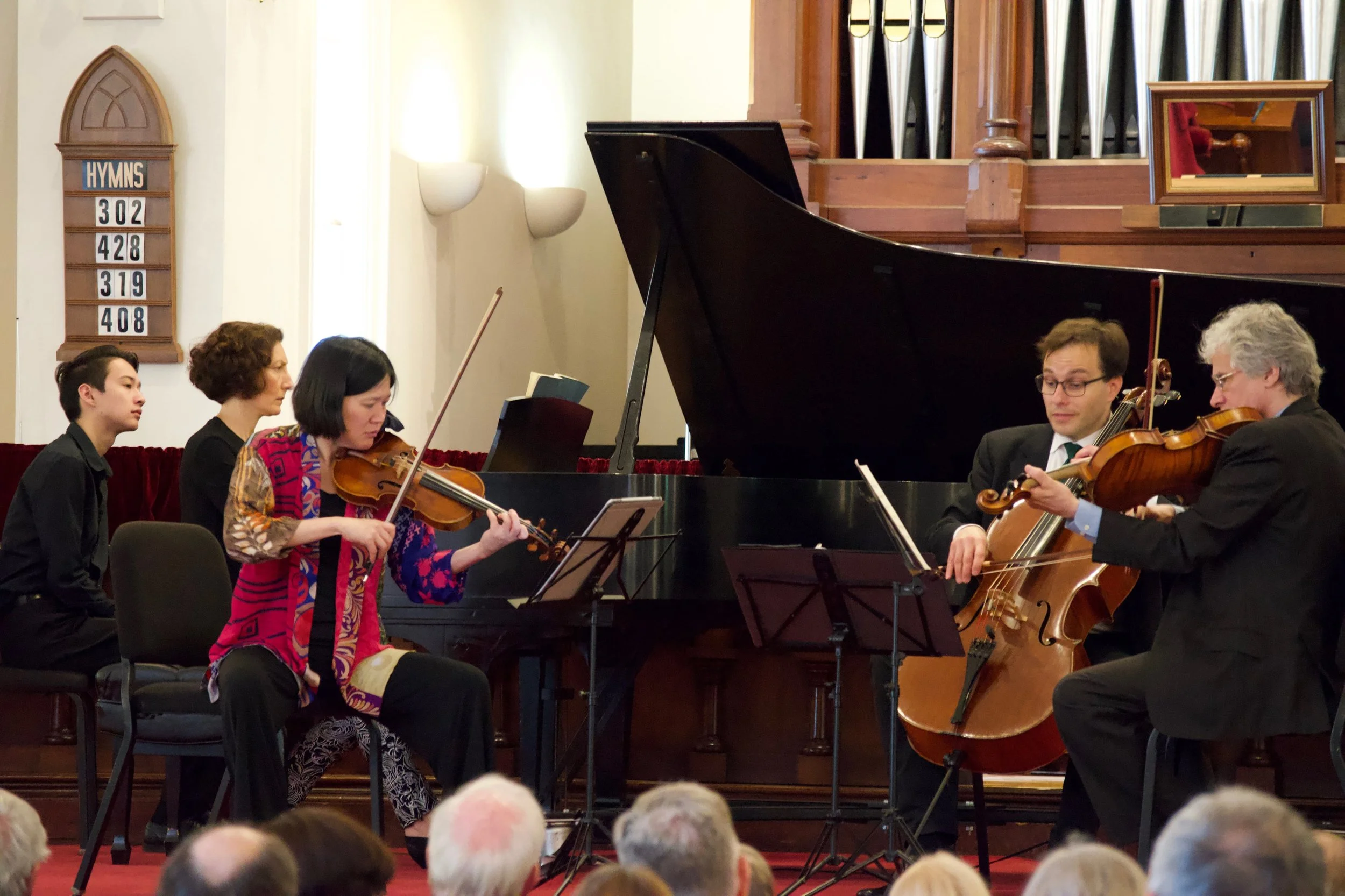 Elizabeth Chang (violin) leads the Lighthouse Chamber Players.