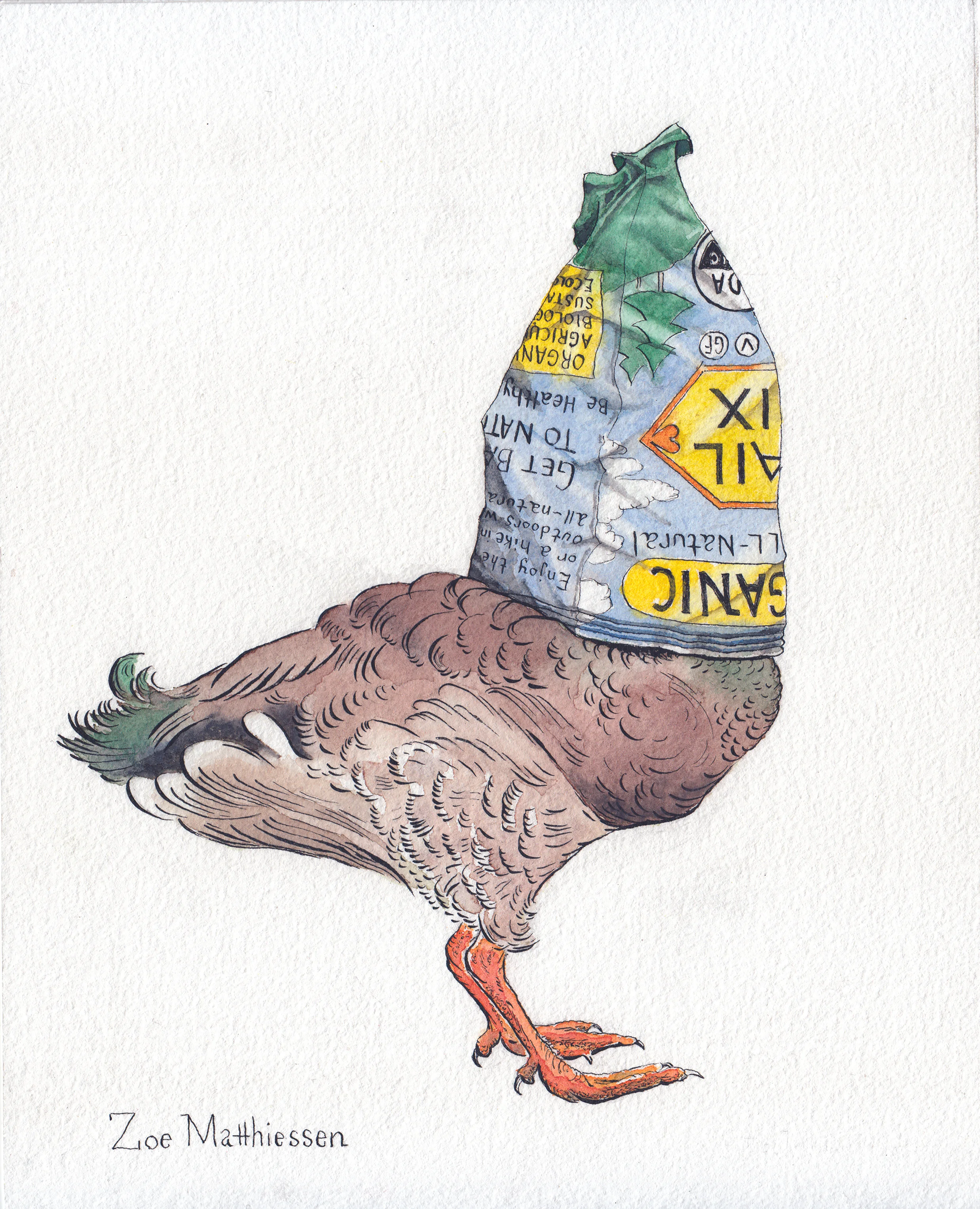 Trail Mix, by Zoe Matthiessen. Ink and watercolor on paper.