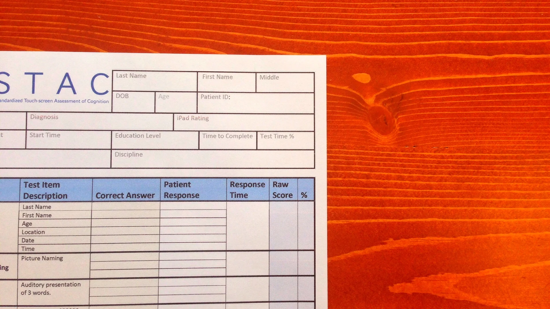 cognition assessment form 