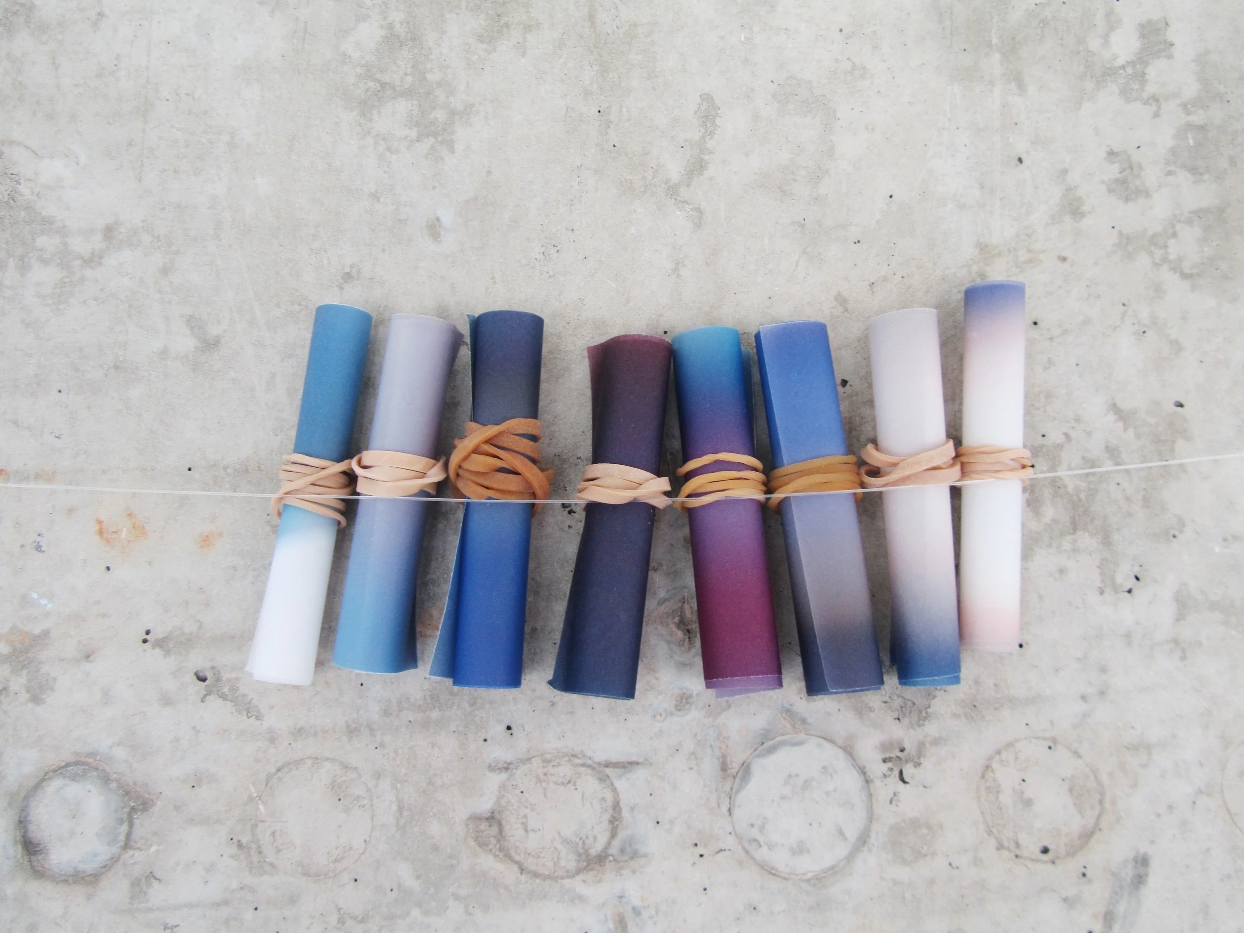 Holly Rowan Hesson, Bubbling Under, 2014 Tracing paper, rubber bands