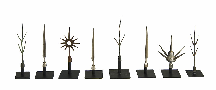 ASSEMBLED COLLECTION OF LIGHTNING ROD FINIALS, CA 1860-1920: Courtesy of Jeff Bridgeman