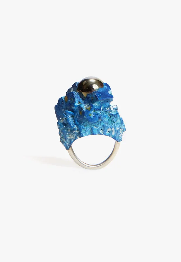 Unique resin, marble & sterling silver ring at Craft & Culture