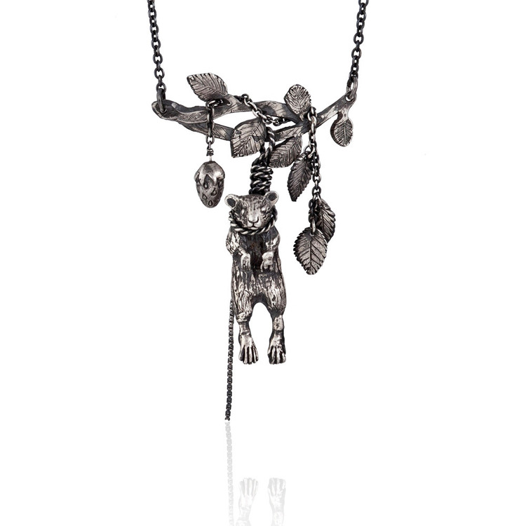 One of my favourite artists, Momocreatura makes exquisitely grisly silver jewellery. The fine detail is carved in the original wax with a pin!