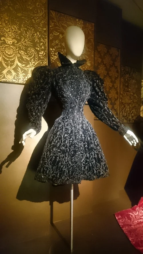 “Voted “Beauty Queen” by the journal L’Illustration in 1896, Cleo de Merode (1975-1966) was a famous ballet dancer at the prestigious Opera of Paris. Numerous photographic portraits show her wearing a similar jacket in black velvet embroidered with jet pearls.”