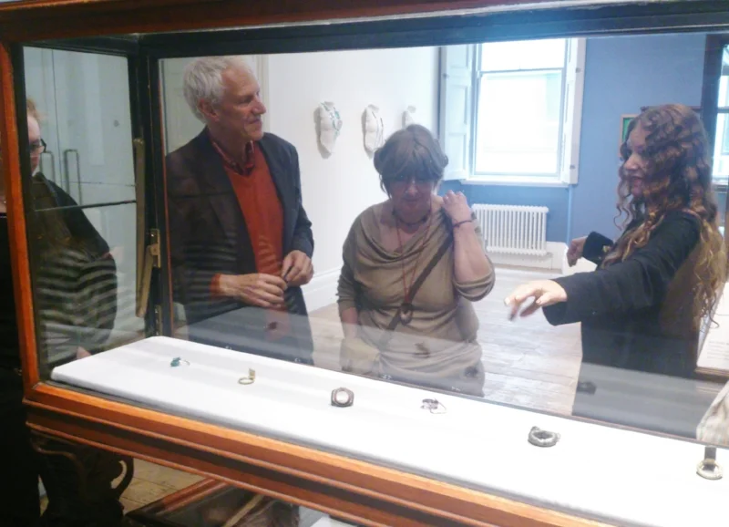 A little snap I took of Jo Bloxham explaining to us how Bernhard (left) created one of his pieces.