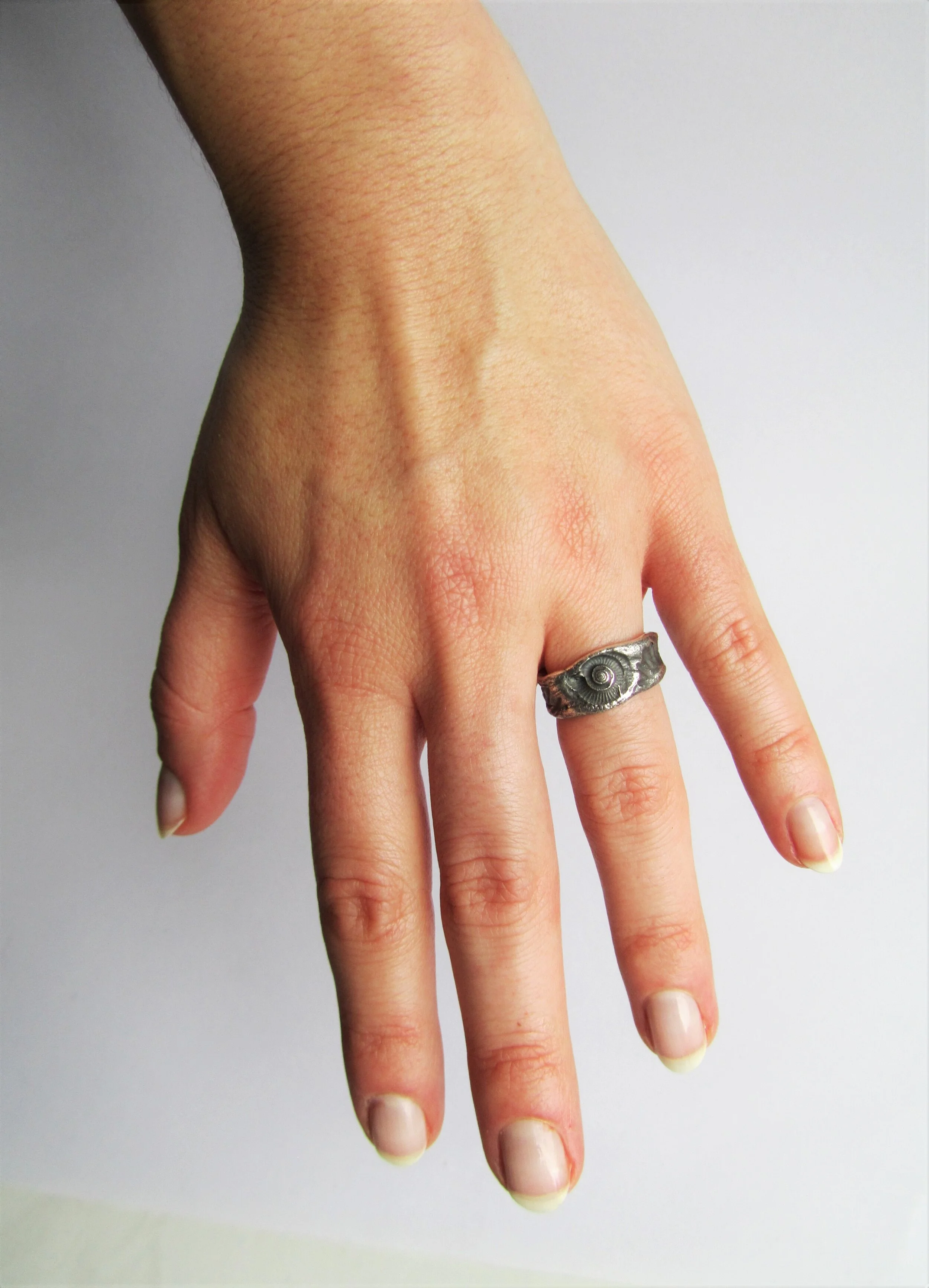 jade mellor silver ammonite fossill ring.JPG