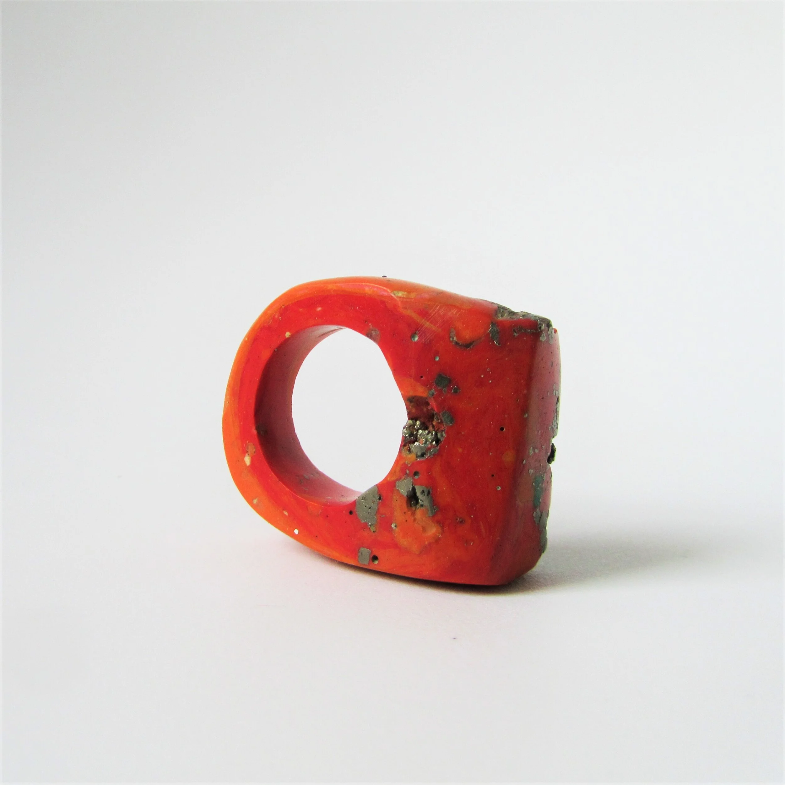 jade mellor orange resin hewn ring pyrite 2.JPG
