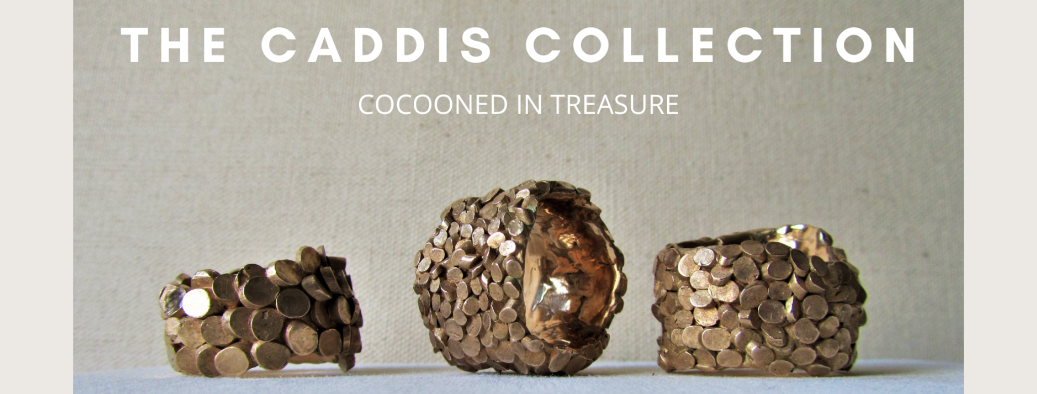 jade mellor caddis collection cocooned in treasure bronze rings header.png