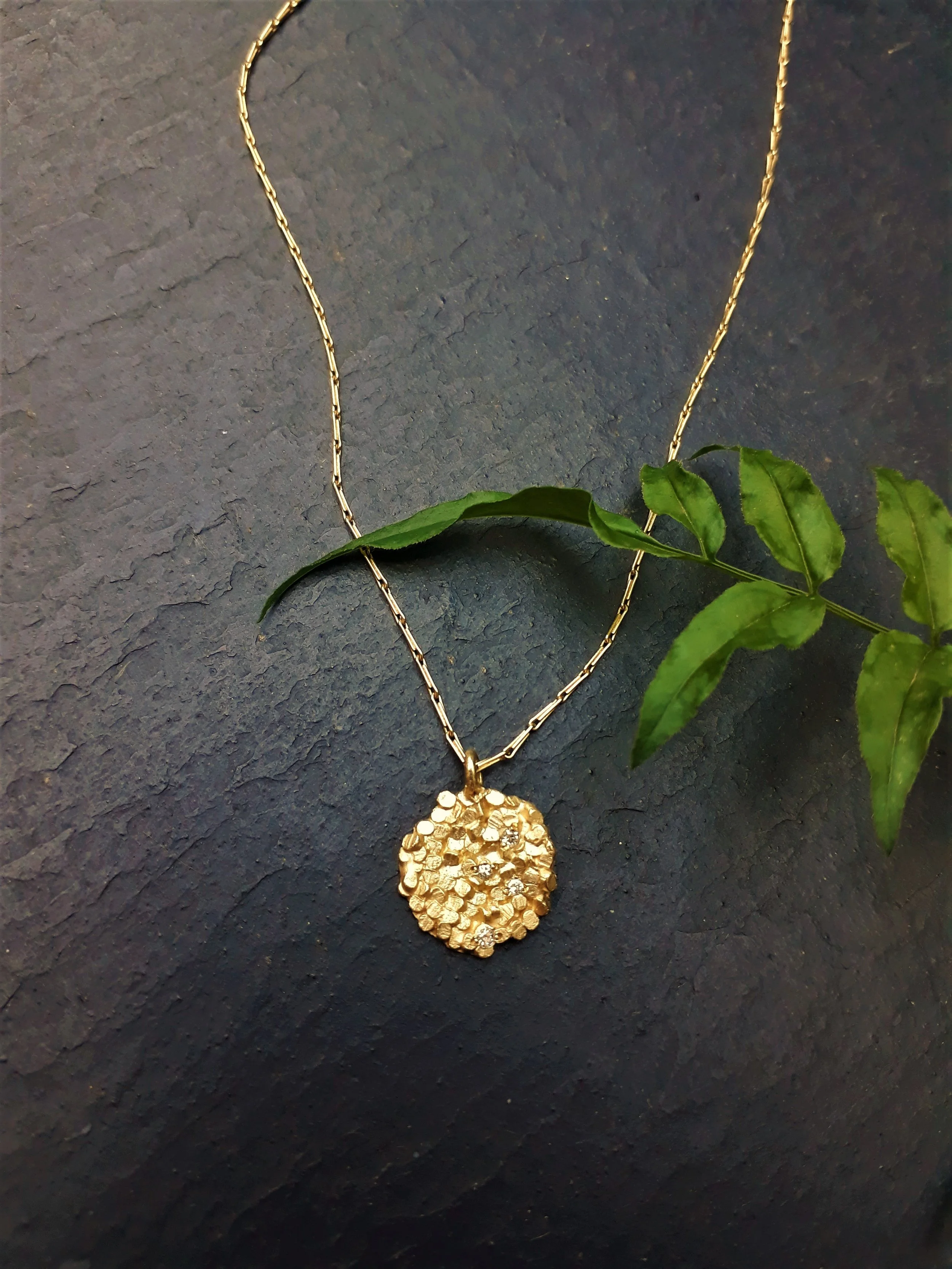 18ct Gold Caddis Diamond Pendant — JADE MELLOR