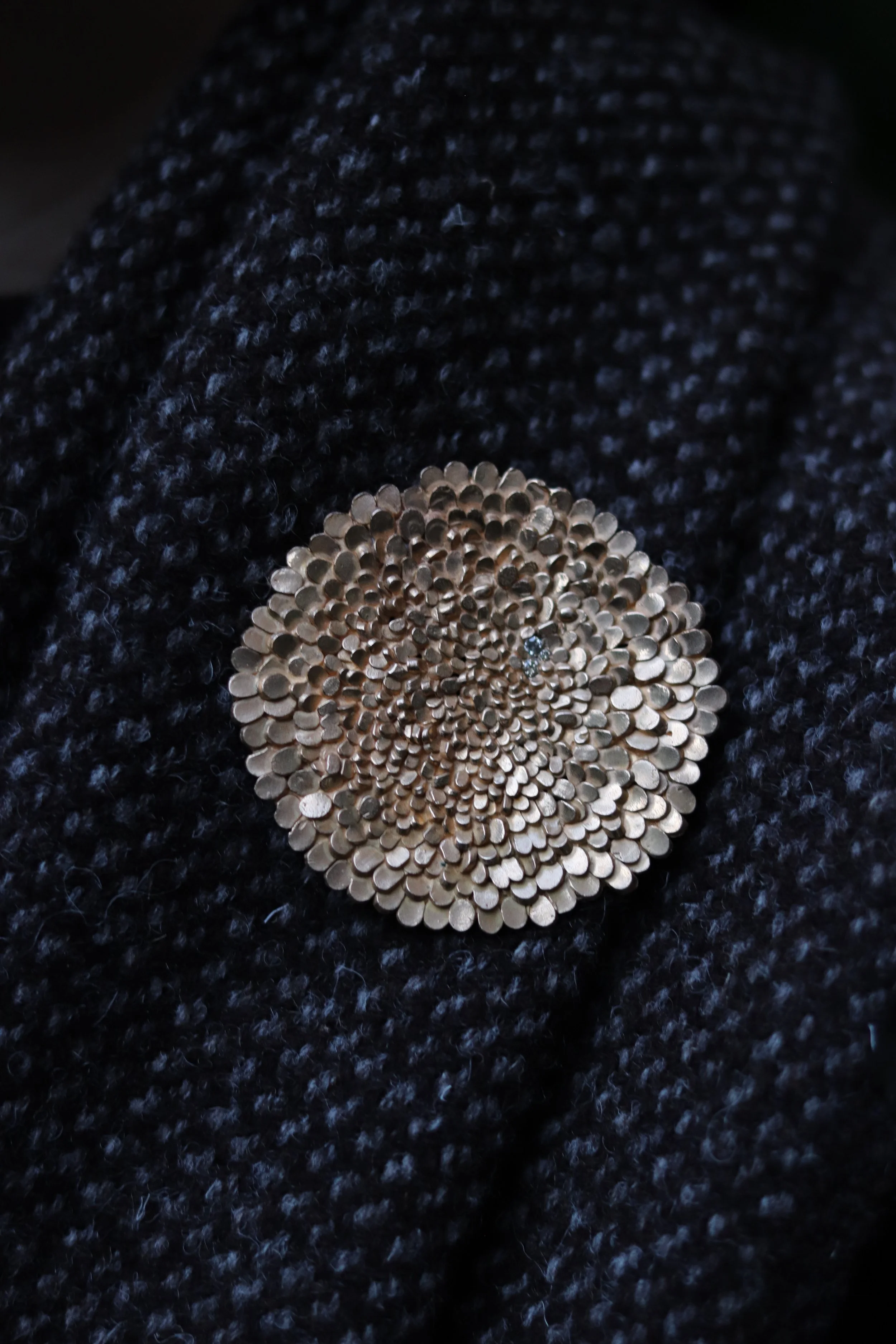 Champagne diamond statement bronze brooch