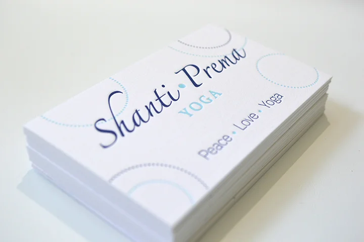Letterpress Business Card, Shanti Prema Yoga