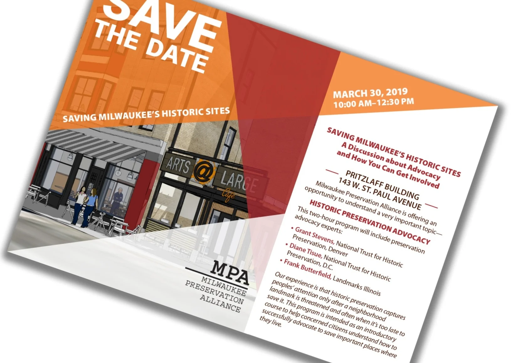 save the date design, Milwaukee Preservation Alliance