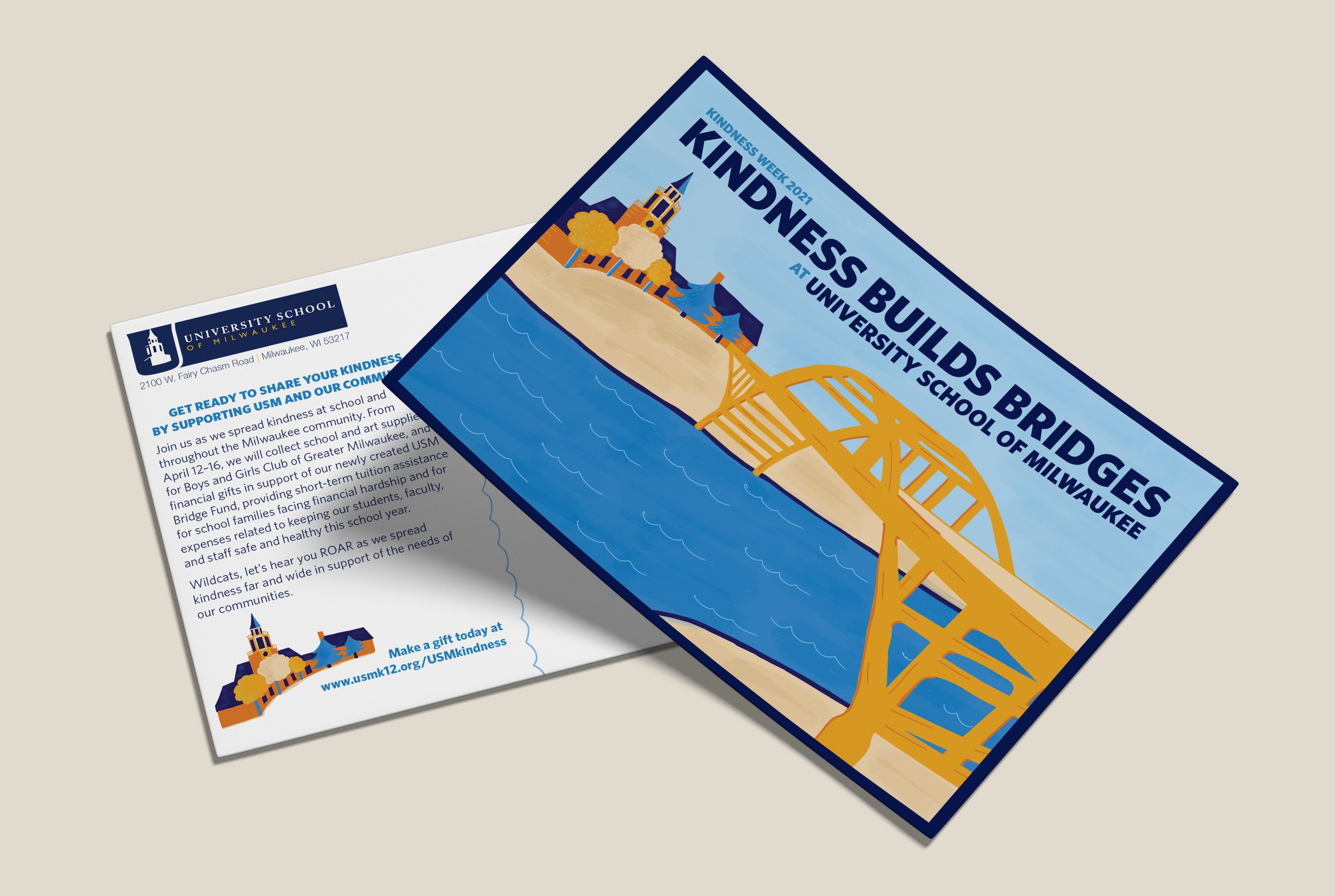 Special Event Postcard (illustration + design), University School of Milwaukee