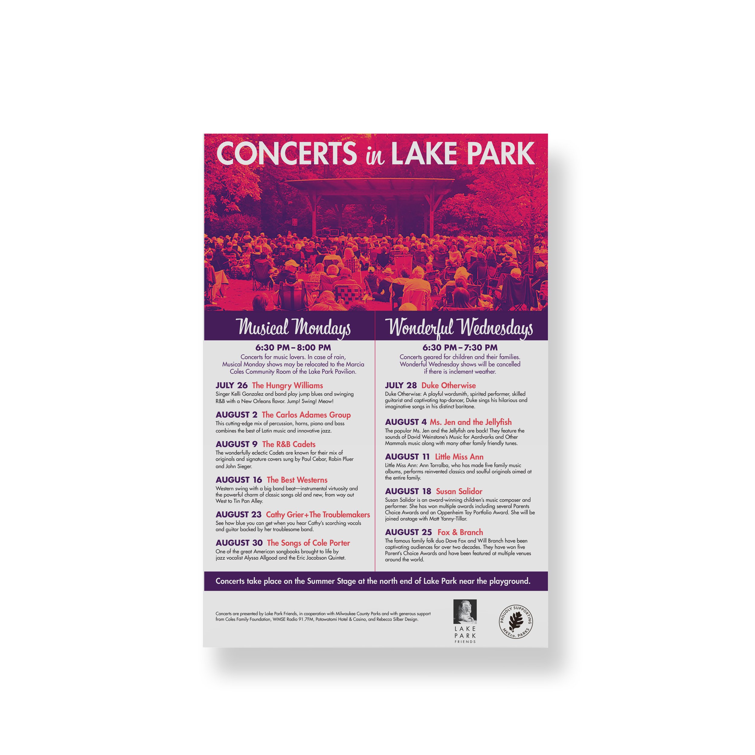 Summer Concert Marketing Design, Lake Park Friends
