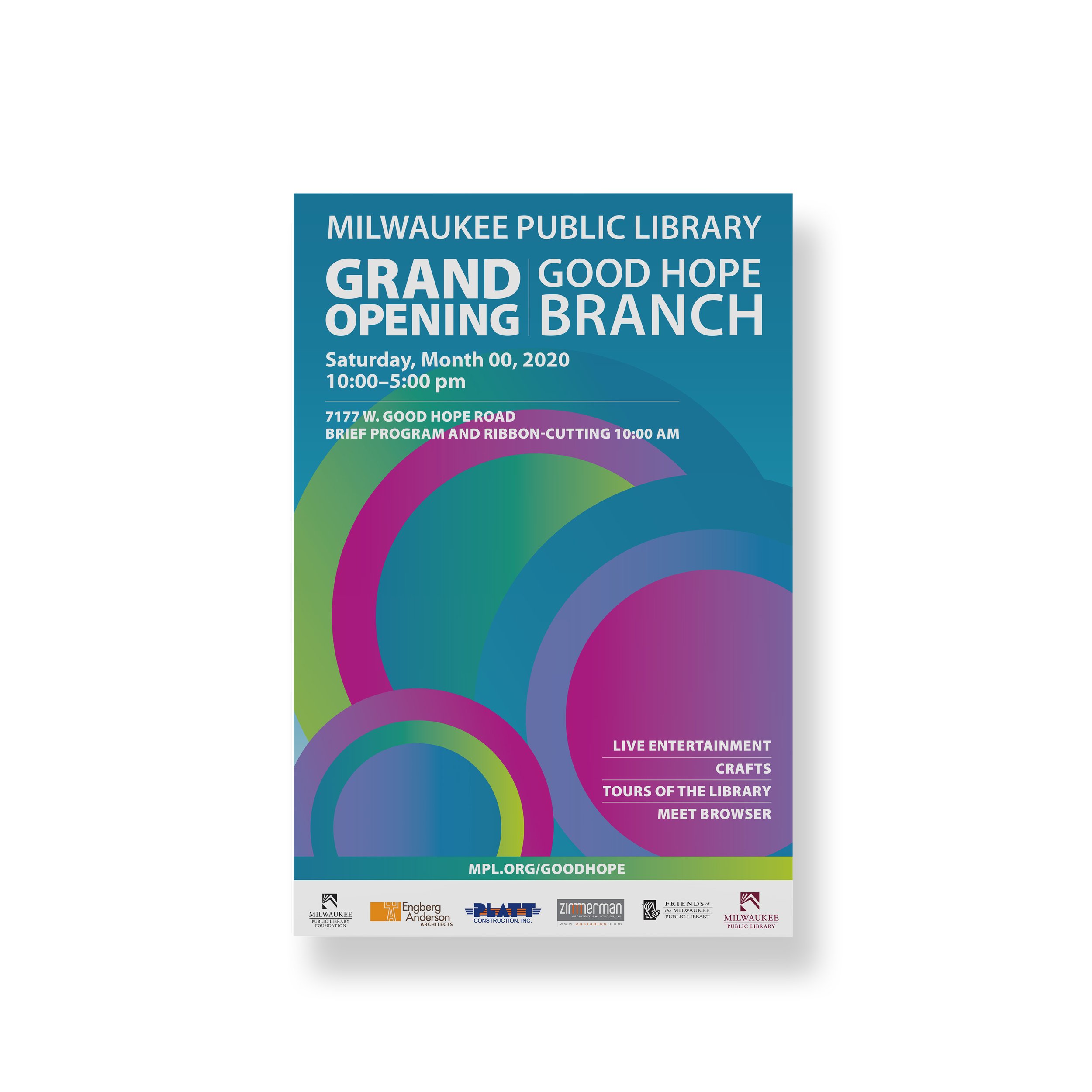 invitation/poster design, Milwaukee Public Library