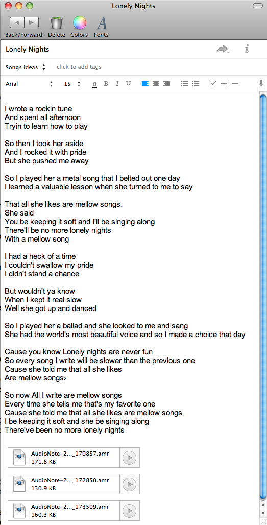 Lonely Nights in Evernote