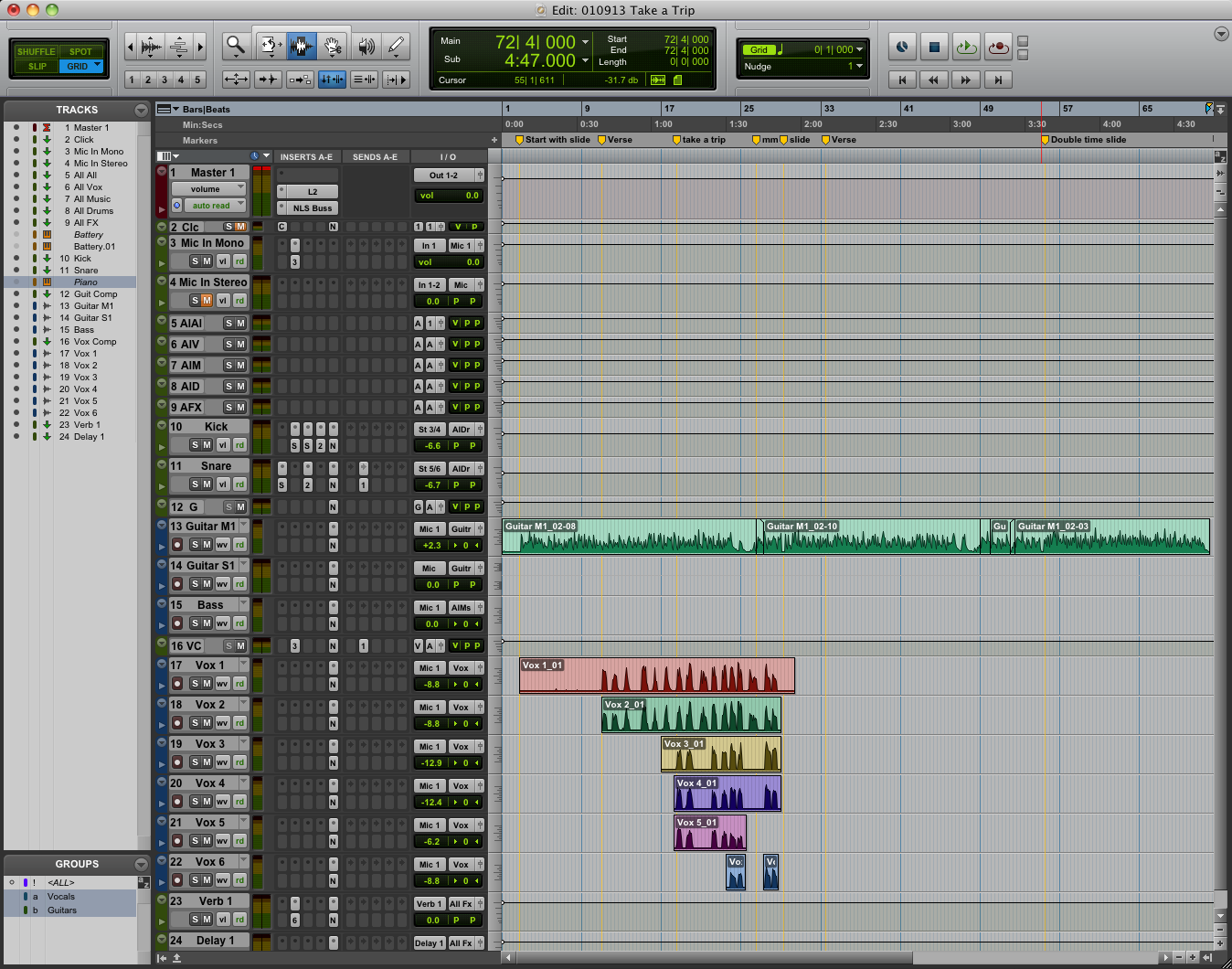 A new project with scratch tracks and markers