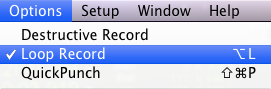 Options>Loop Record