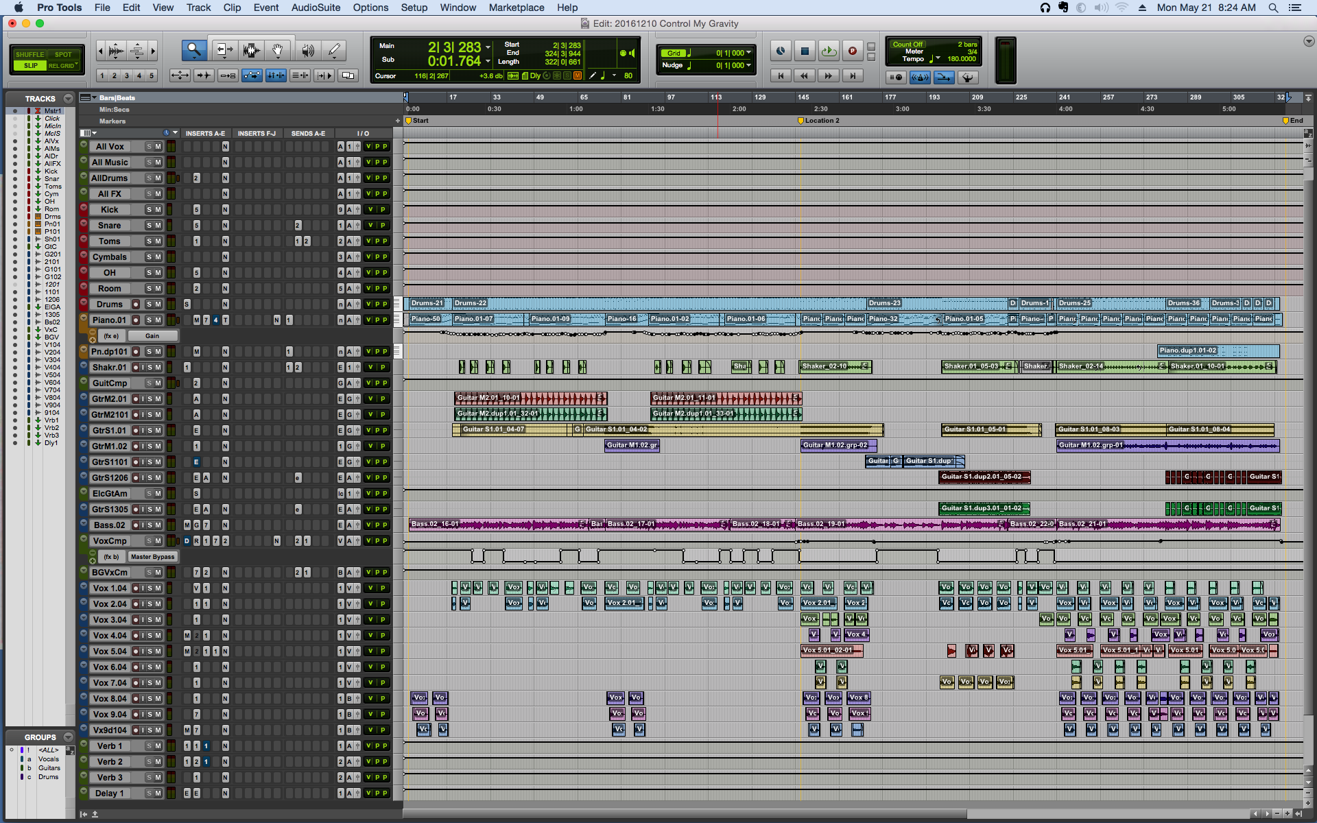 "Control My Gravity" finished Pro Tools project