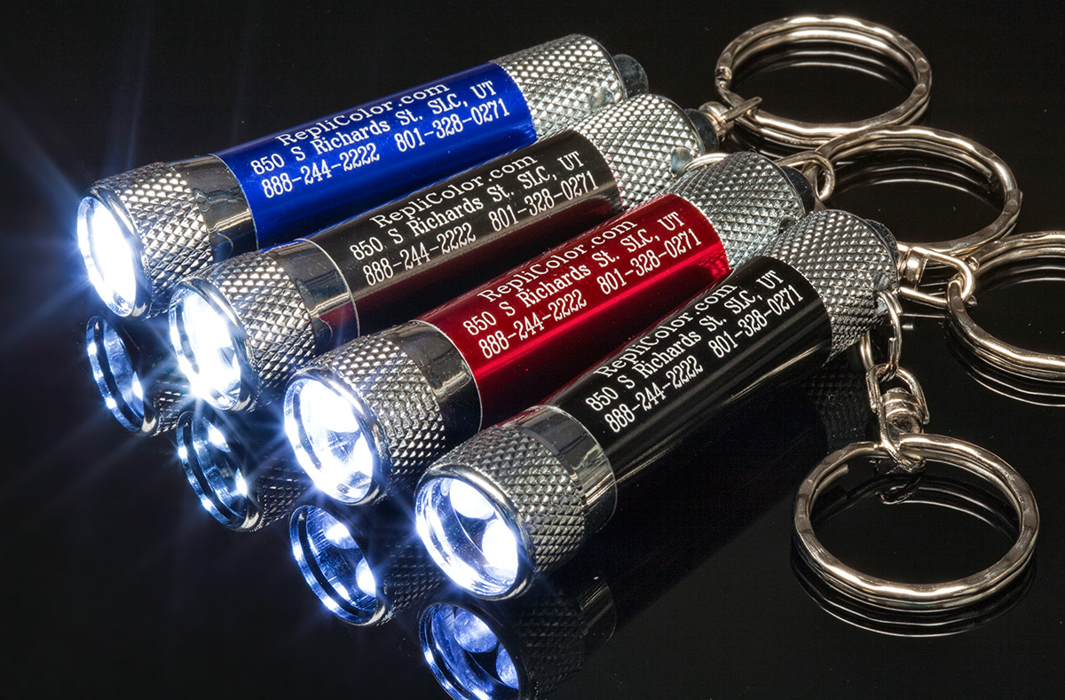 Replicolor Flashlights in Blue, Gunmetal Gray, Red and Black