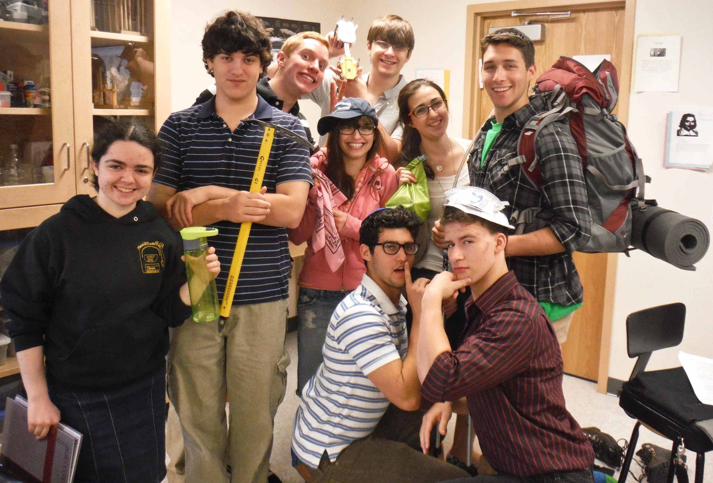 Sarah's students (future JIRPers?) pose with a selection of her gear. 