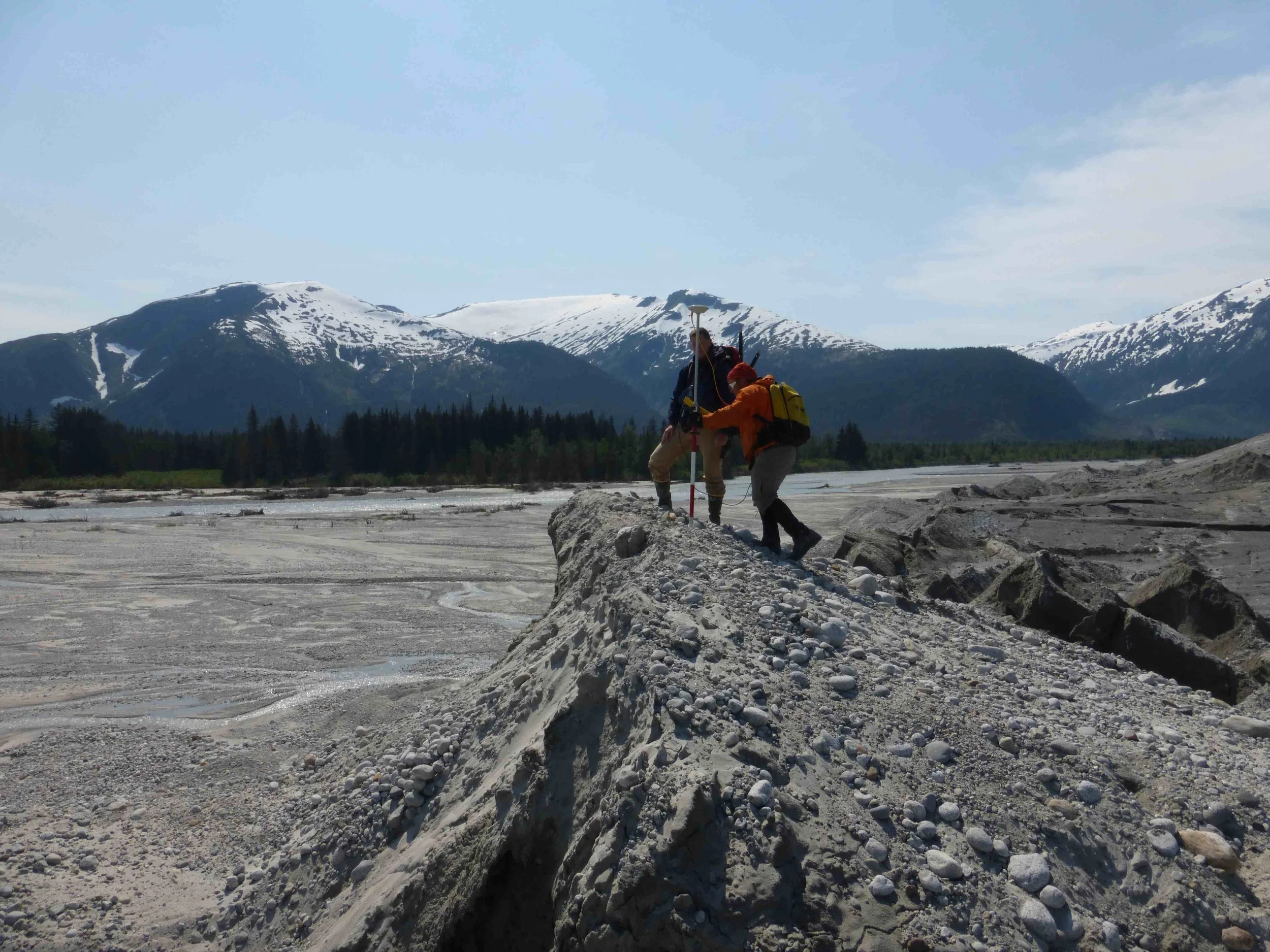 Scott McGee and Salvatore G. Candela surveying a point. Photo: Brooke Stamper