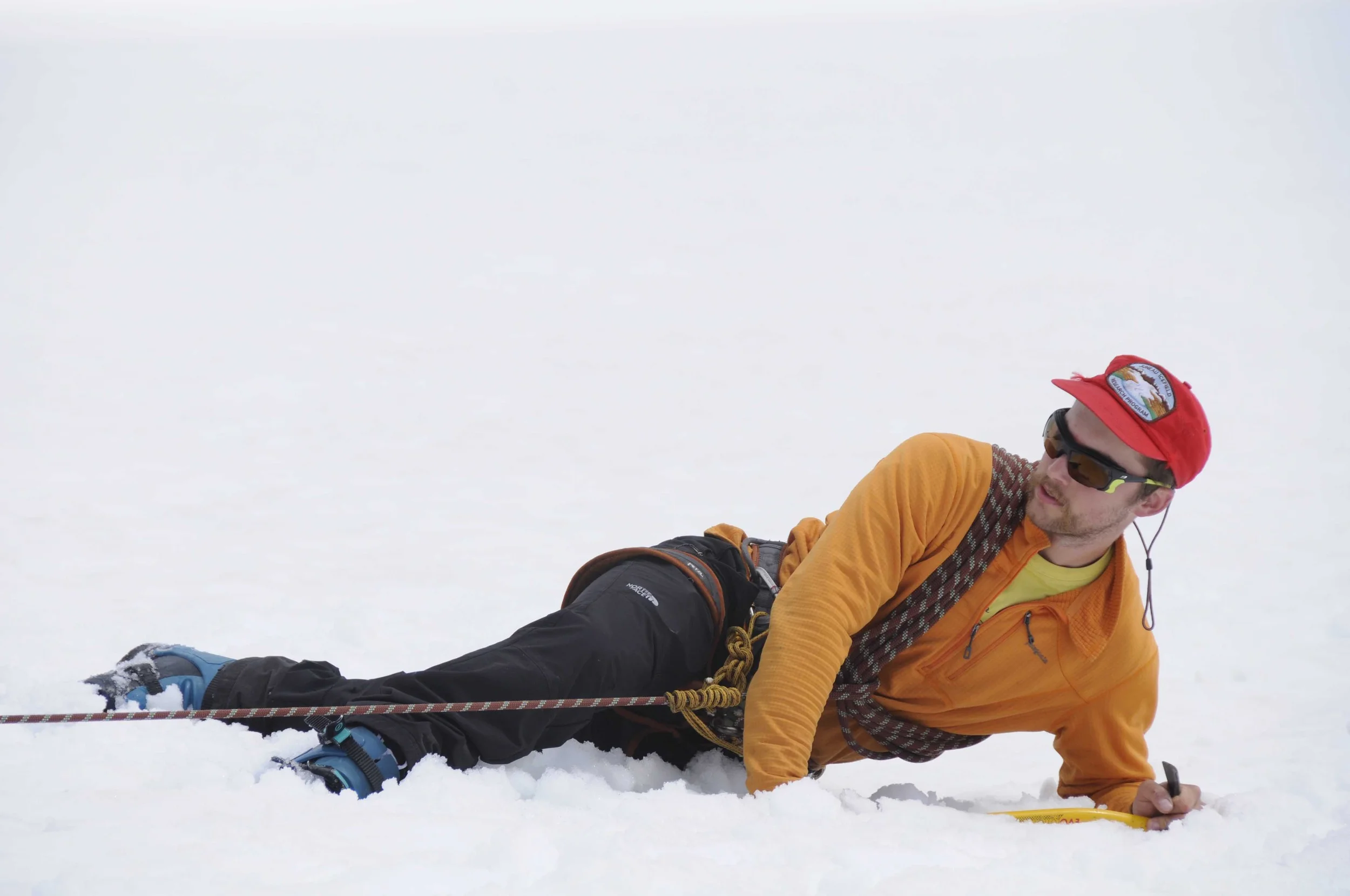 Jon Doty teaches crevasse rescue. Photo by Jay Ach